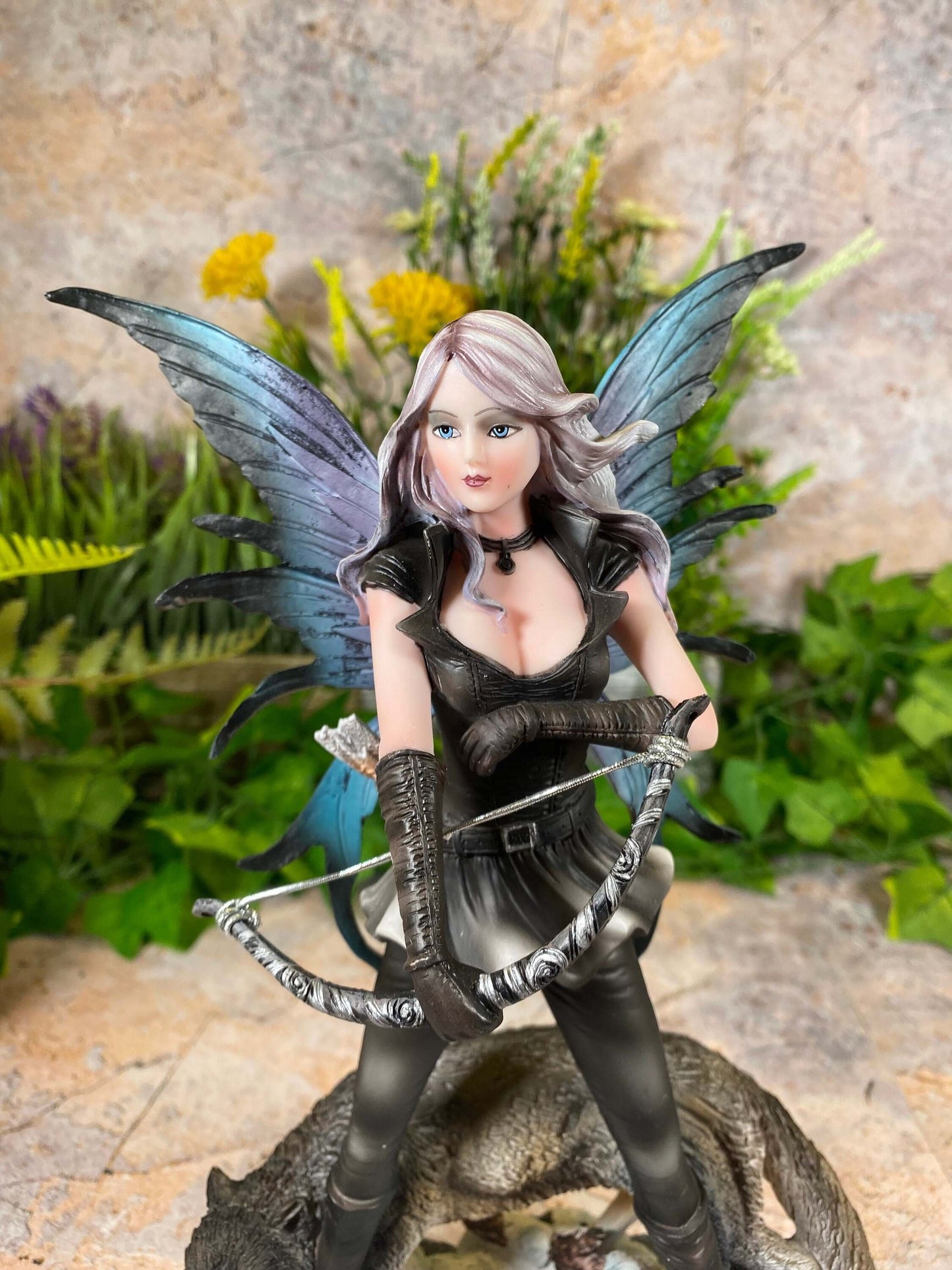 Enchanting Winter Fairy Huntress and Mighty Wolf Statue Captivating Sculpture Mythical Creatures 27 cm Tall-Osiris Craftworks