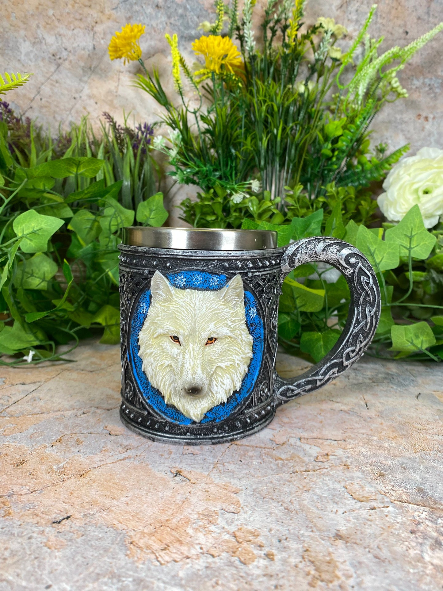 Nordic Saga Wolf Tankard - Handcrafted Fantasy Glass Drinking Vessel Inspired by Mythology