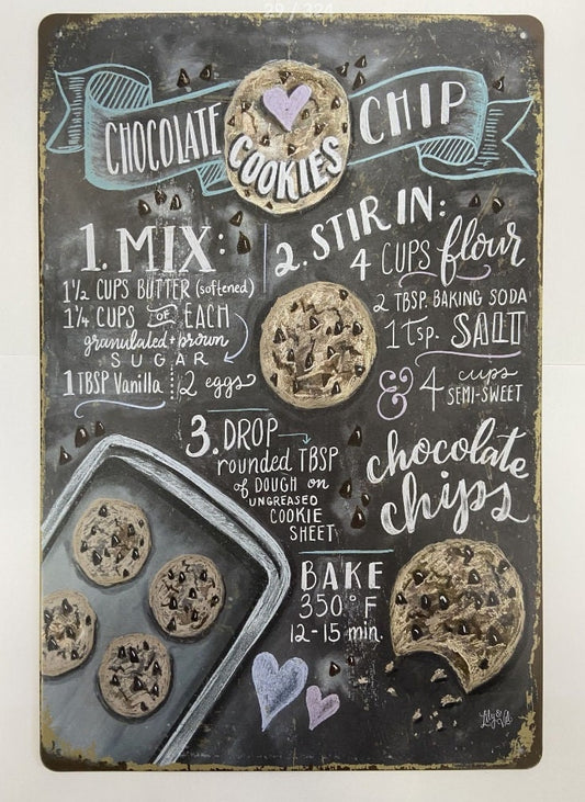 Vintage Kitchen Decor Delight in our Classic Chocolate Chip Cookie Recipe Metal Sign Wall Decor Housewarming Gift-Osiris Craftworks