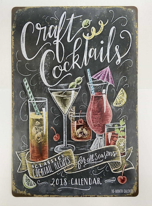 Vintage Style Craft Cocktails Metal Sign Retro Bar Decor Nostalgic Wall Art House Warming Gift-Osiris Craftworks