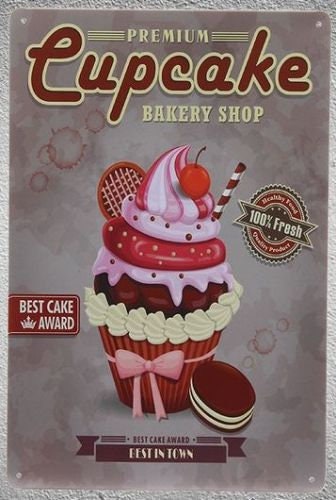 Vintage Delights Metal Sign Charming Cupcake Bakery Shop Decor Kitchen Wall Decor-Osiris Craftworks