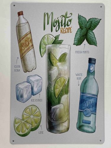 Quench Your Thirst with our Vintage Style Metal Mojito Recipe Sign House Warming Gift-Osiris Craftworks