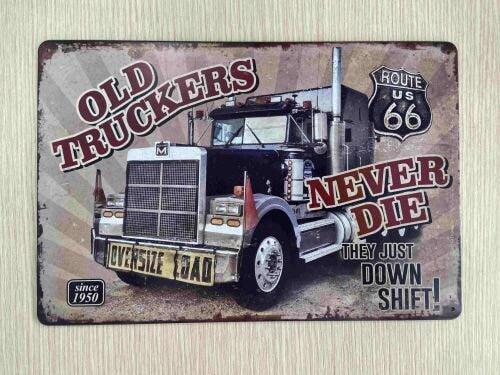 Rustic Charm Vintage Metal Sign - Celebrating the Golden Era of Old Truckers Man Cave Garage Shed Wall Decor-Osiris Craftworks