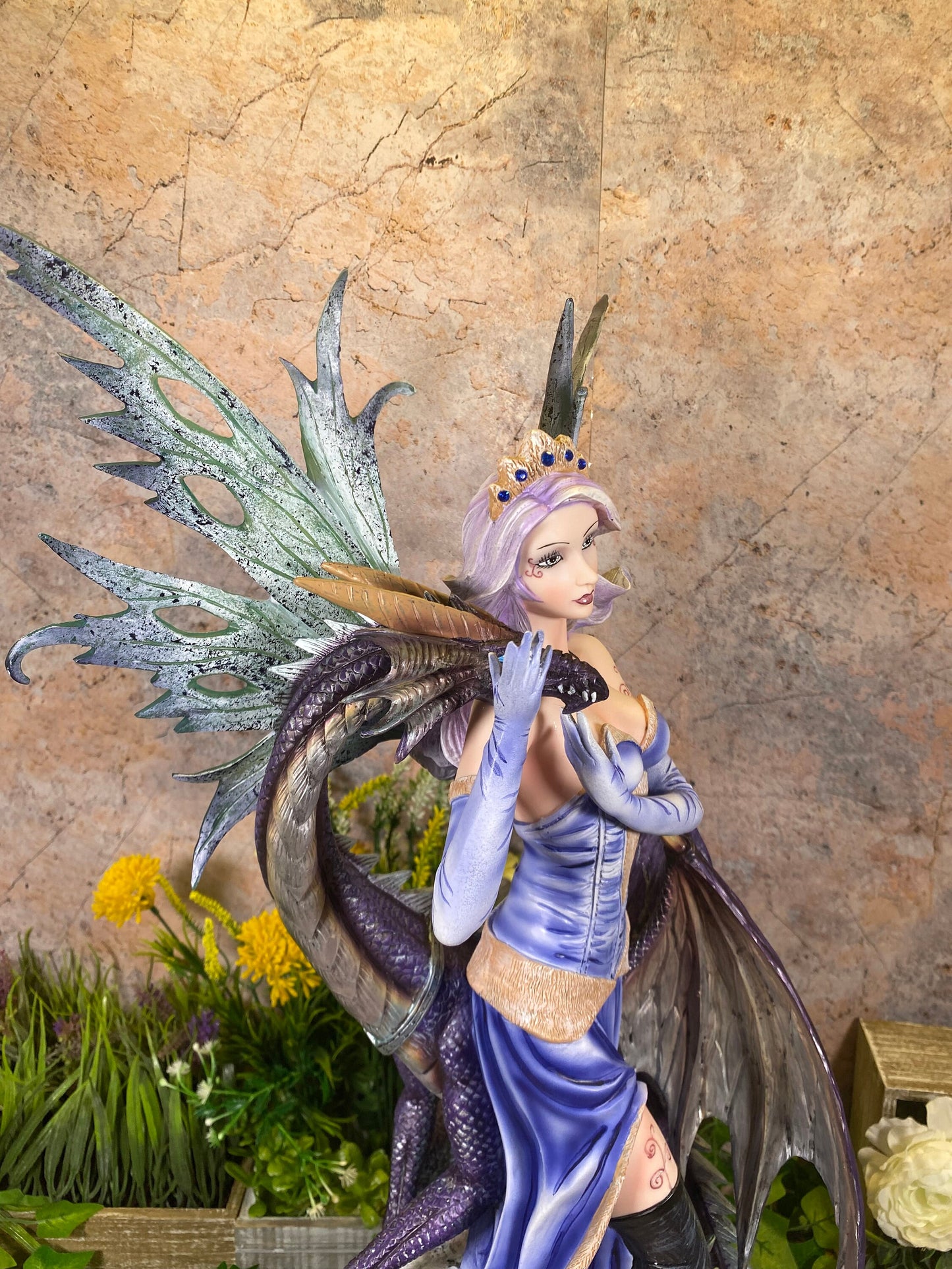 Enchanting Winter Fairy and Dragon Statue - 68 cm tall Resin Fantasy Sculpture Mythical Collection-Osiris Craftworks