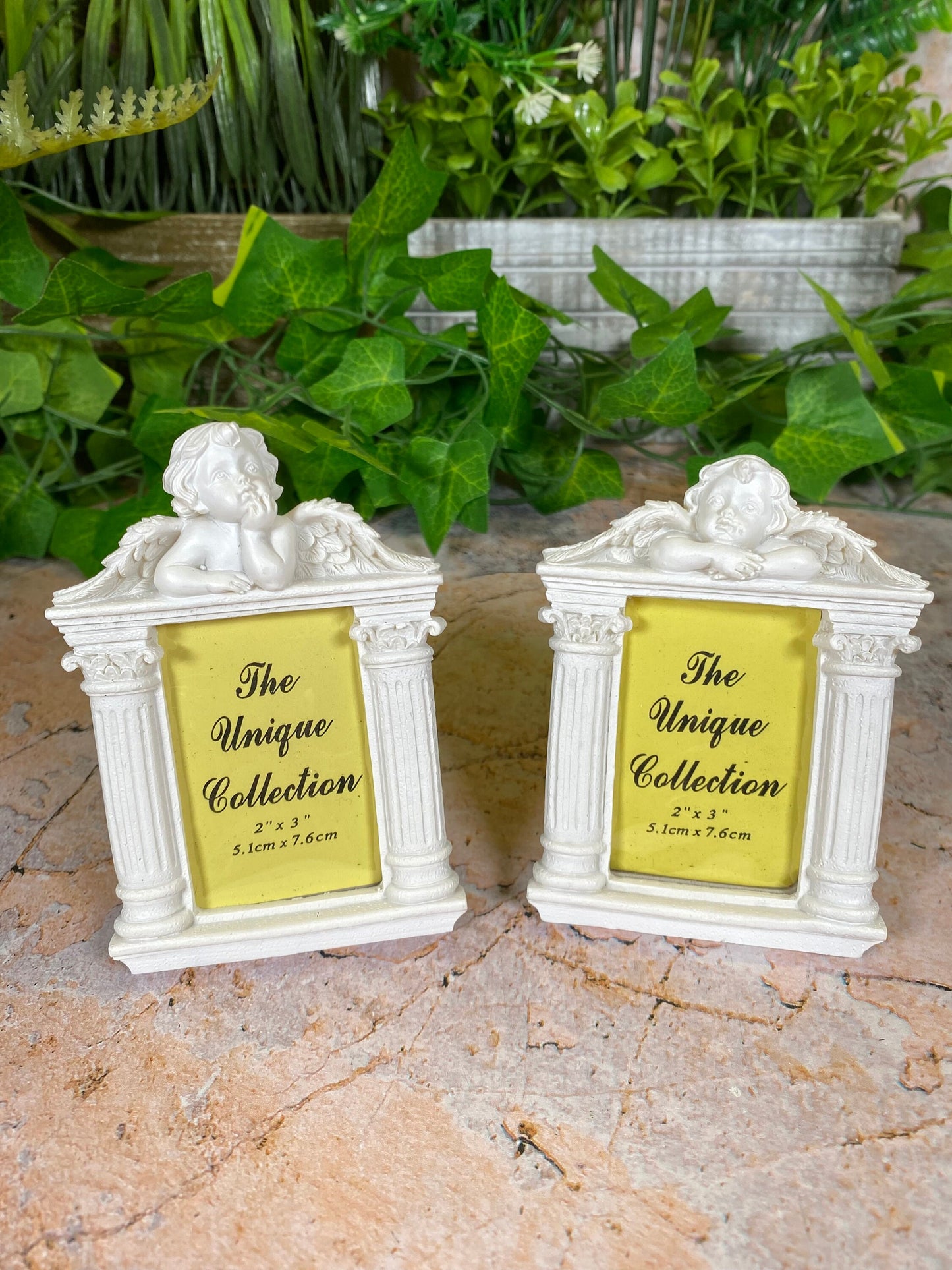 Pair of Guardian Angel Figurine Cherub Photo Frames Statue Ornament Sculpture-Osiris Craftworks