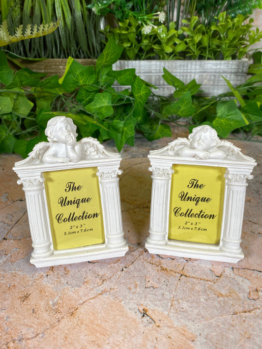 Pair of Guardian Angel Figurine Cherub Photo Frames Statue Ornament Sculpture-Osiris Craftworks