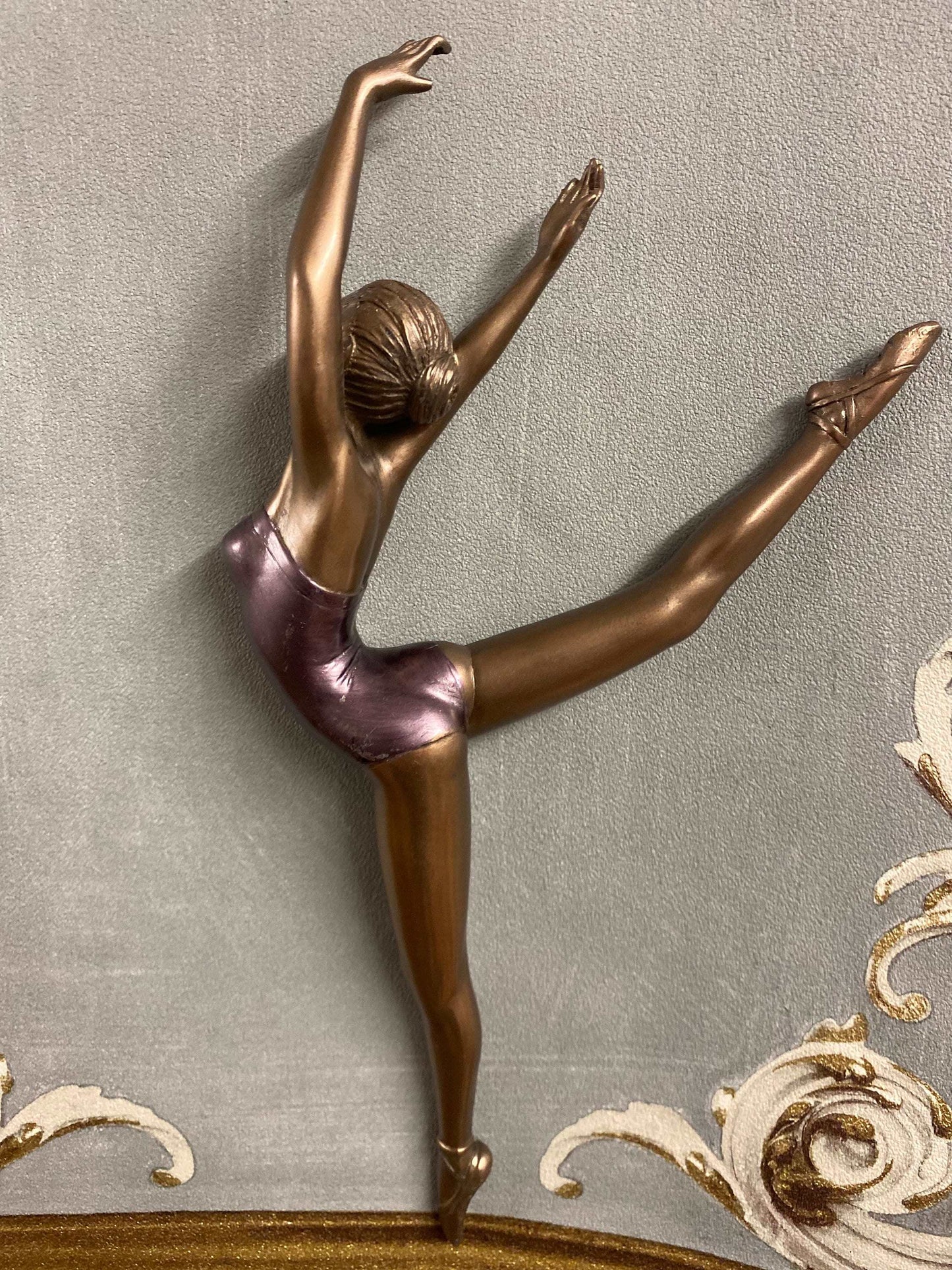 Art Deco Bronze Effect Ballet Sculpture Wall Art Ballerina Resin Wall Plaque-Osiris Craftworks