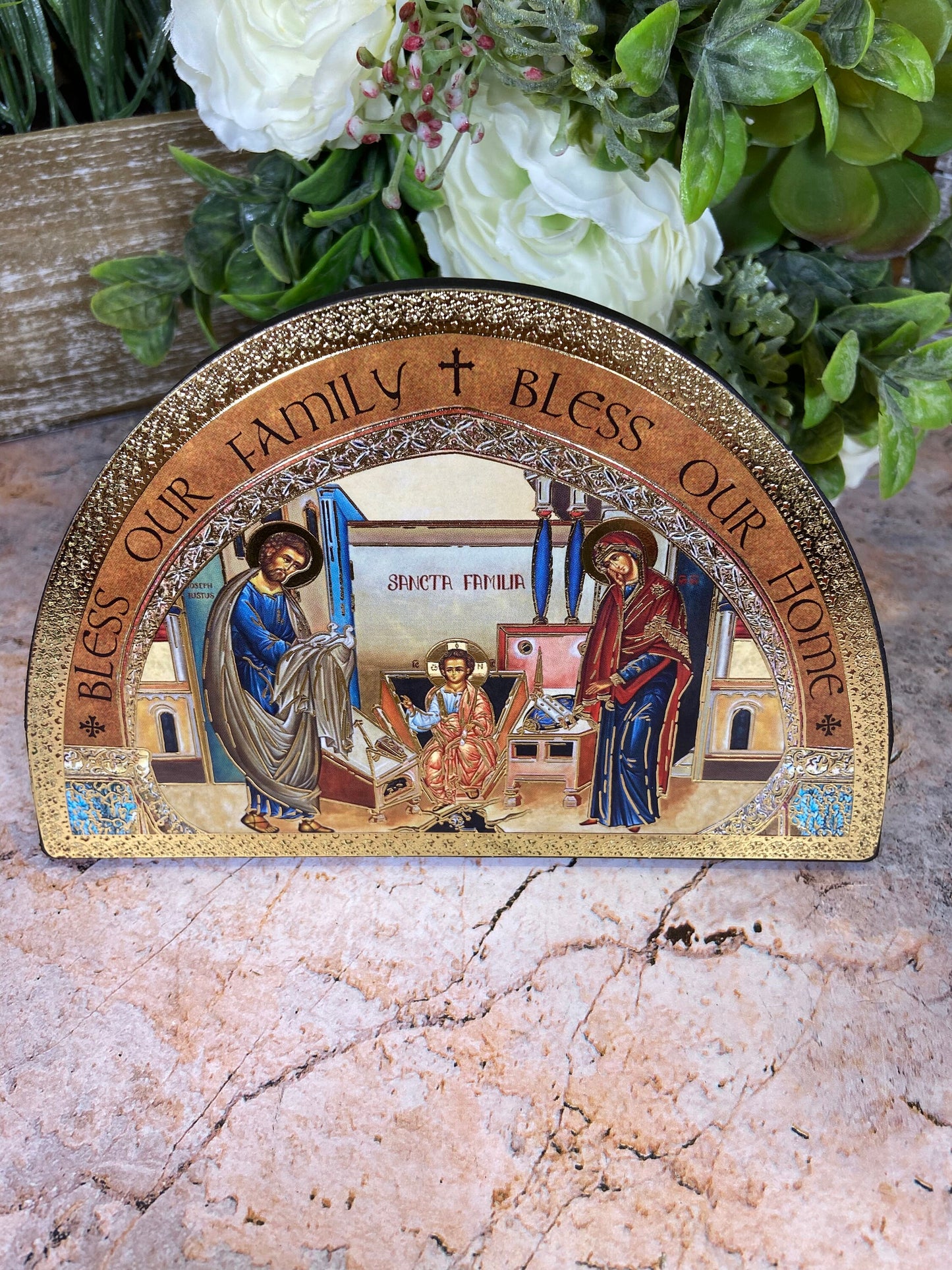 Holy Family Wooden Icon | 12 x 8 cm | Handcrafted Wall Plaque | Sacred Religious Art | Spiritual Home Decor | Unique Christian Gift-Osiris Craftworks