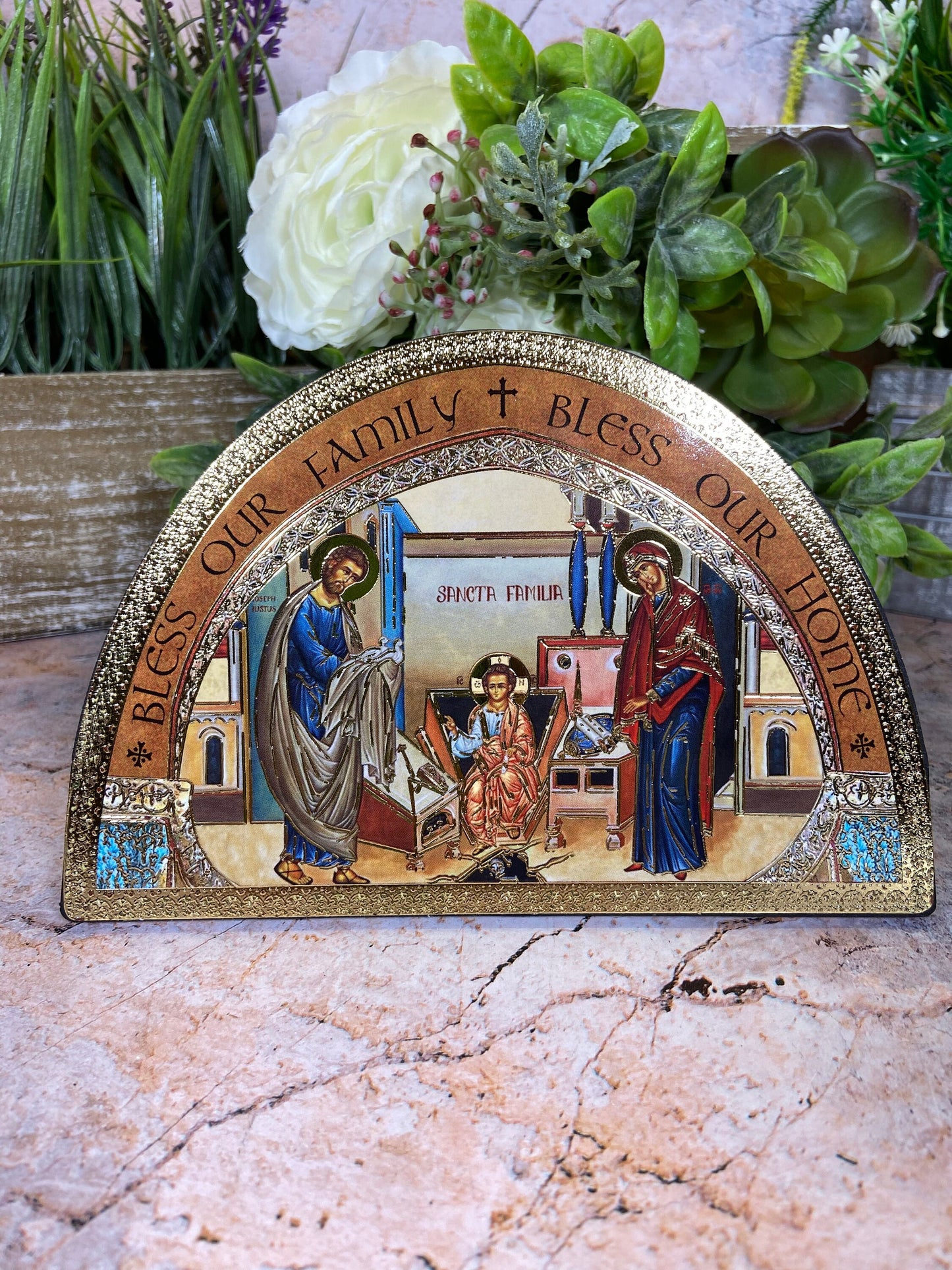 Holy Family Wooden Icon | 12 x 8 cm | Handcrafted Wall Plaque | Sacred Religious Art | Spiritual Home Decor | Unique Christian Gift-Osiris Craftworks