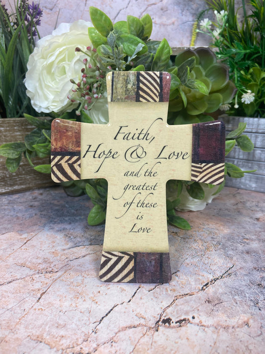 Porcelain Cross Faith, Hope, and Love Elegant Christian Decor Spiritual Keepsake Timeless or Religious Centerpiece 14.5 cm Tall-Osiris Craftworks