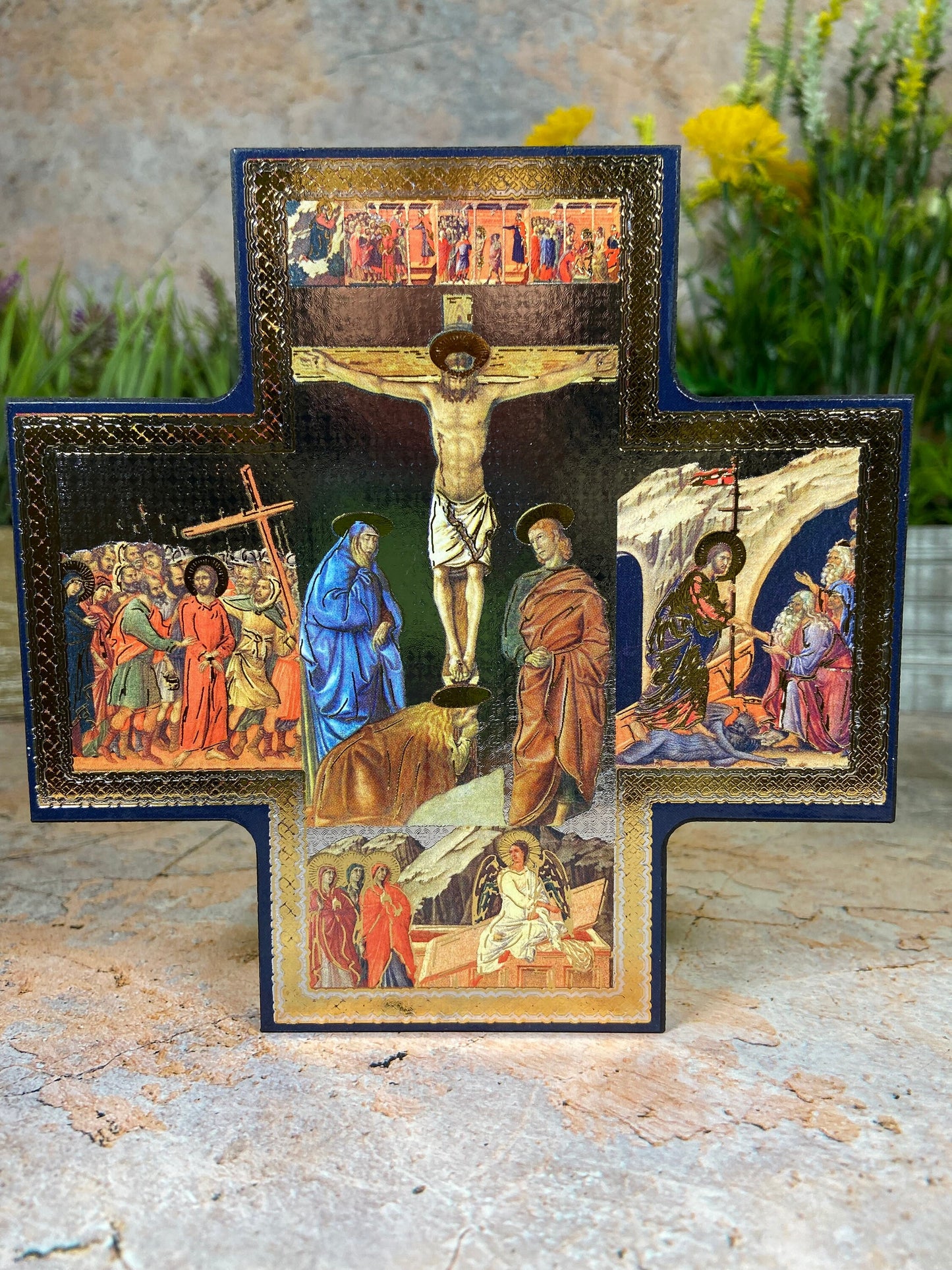 Wooden Crucifixion Icon Handcrafted Wall Plaque Christian Decor Spiritual Home Accent Timeless Religious Keepsake Sacred Art-Osiris Craftworks