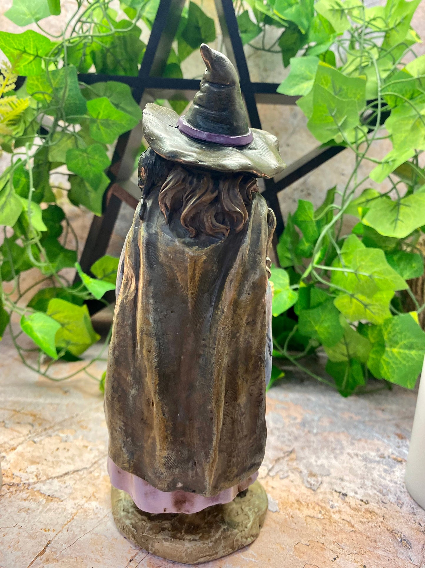 Enchanting Resin Witch Figurine with Skull and Staff, Mystical Sorceress Statue, Halloween Decor, Magical Fantasy Ornament-Osiris Craftworks