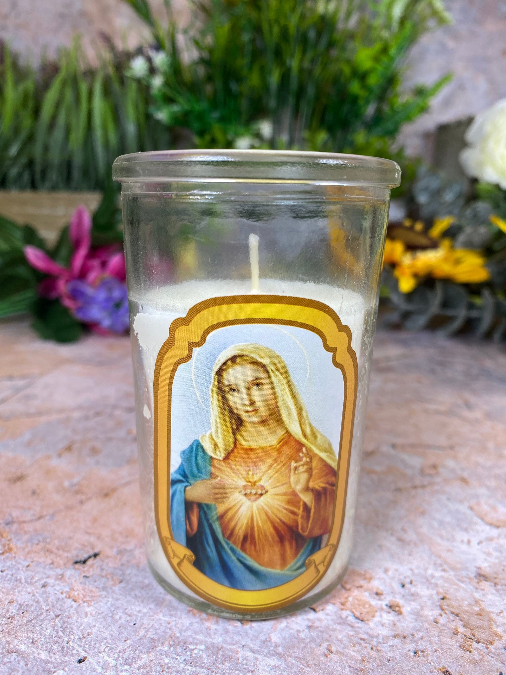 Divine Beauty: Immaculate Heart of Mary Candle 10 cm Tall Religious Decor-Osiris Craftworks