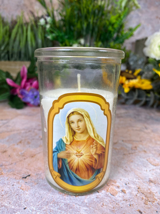 Divine Beauty: Immaculate Heart of Mary Candle 10 cm Tall Religious Decor-Osiris Craftworks