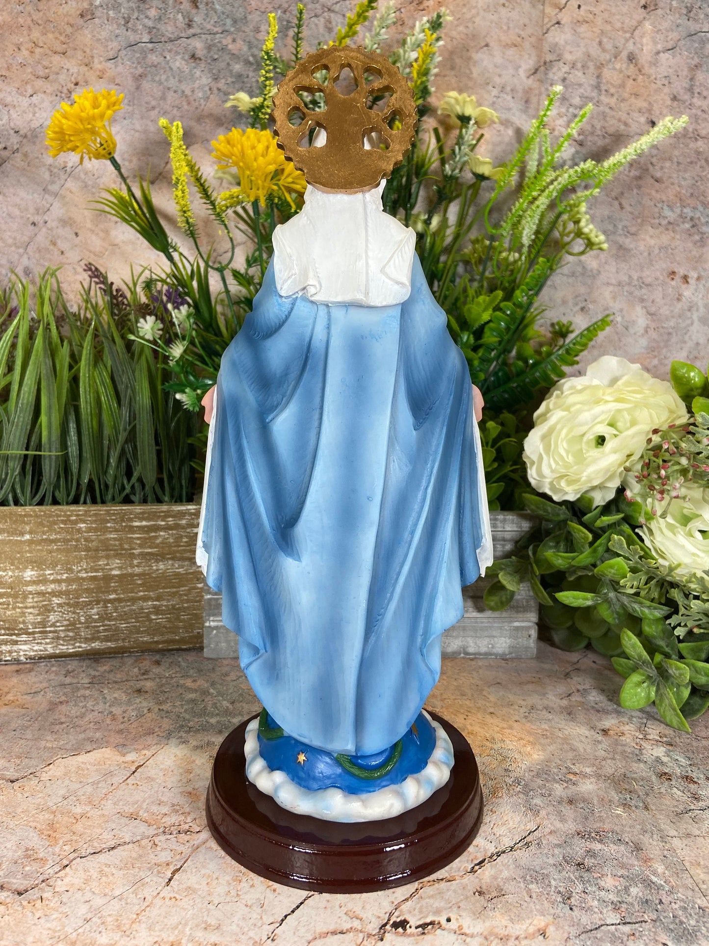 Divine Miracles Await: Our Lady of the Miraculous Resin Statue - 30 cm Tall Religious Home Decor