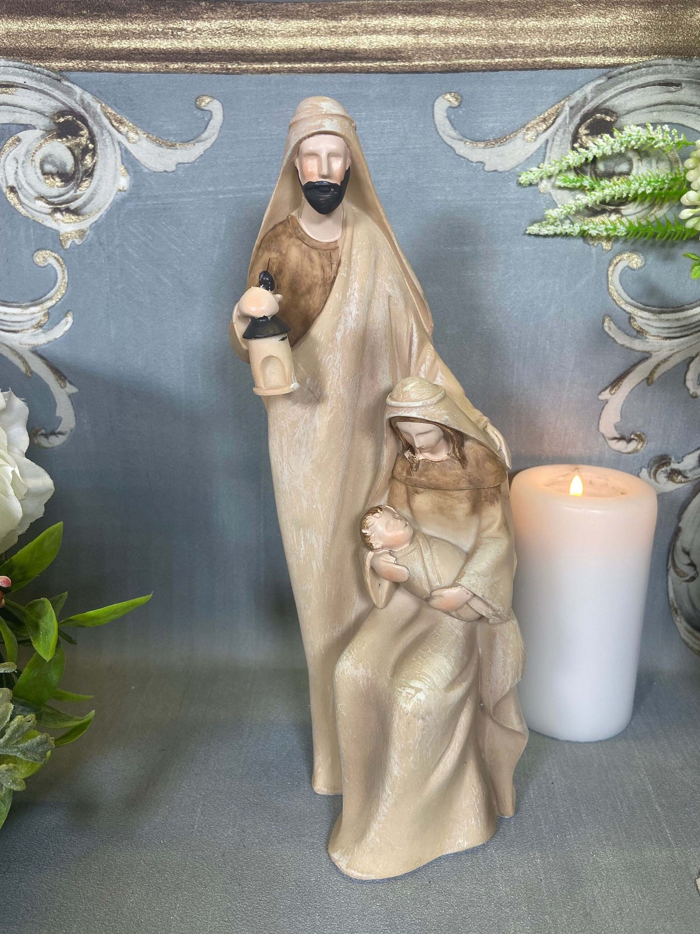 Holy Family Statue of the Virgin Mary with Joseph and Jesus Religious Nativity Ornament Figure Home Decoration-Osiris Craftworks