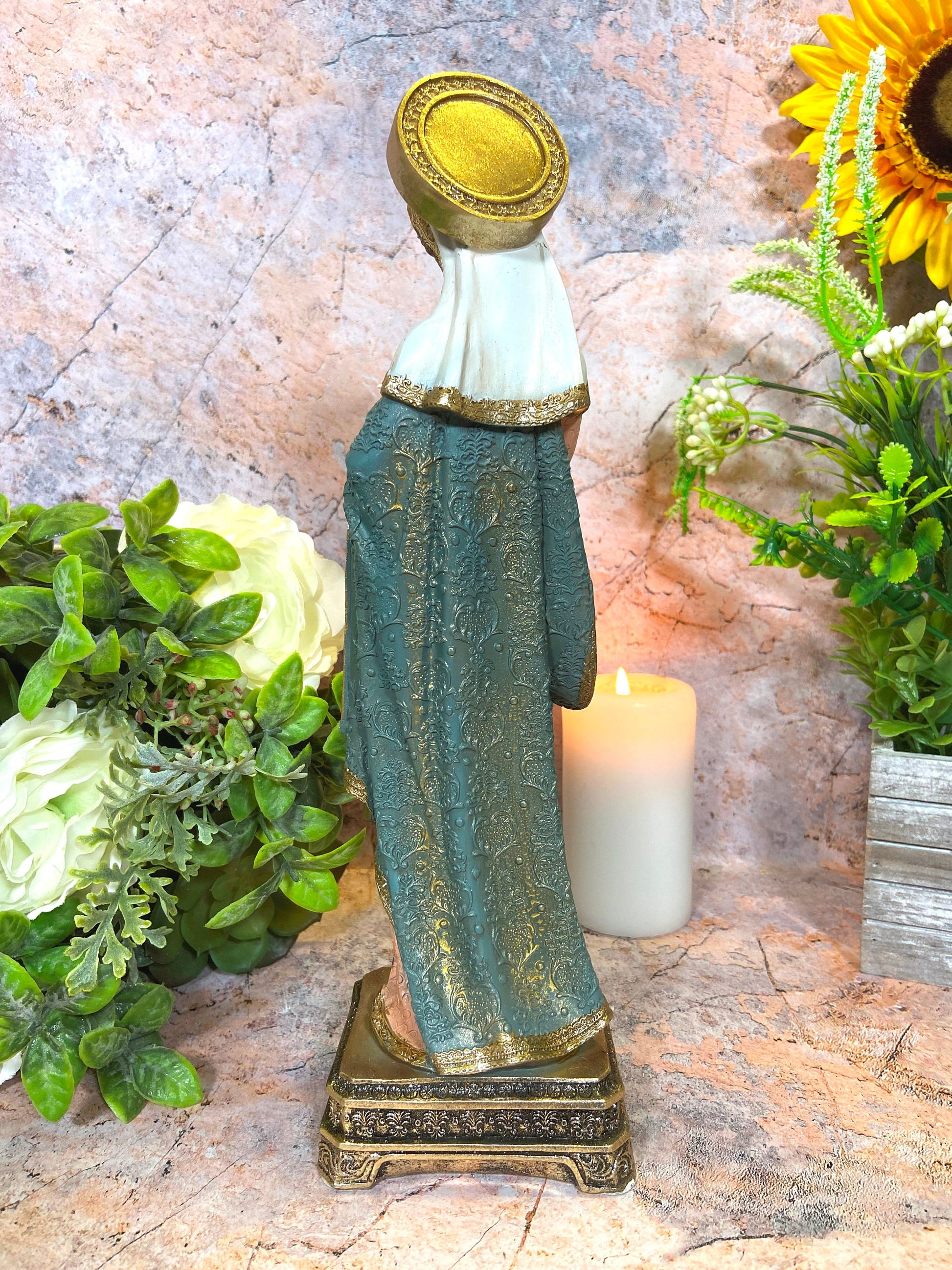 Virgin Mary and Infant Jesus Statue | 30x9.5 cm | Resin Crafted | Mother's Love | Spiritual Home Decor | Sacred Figurine of Blessings-Osiris Craftworks