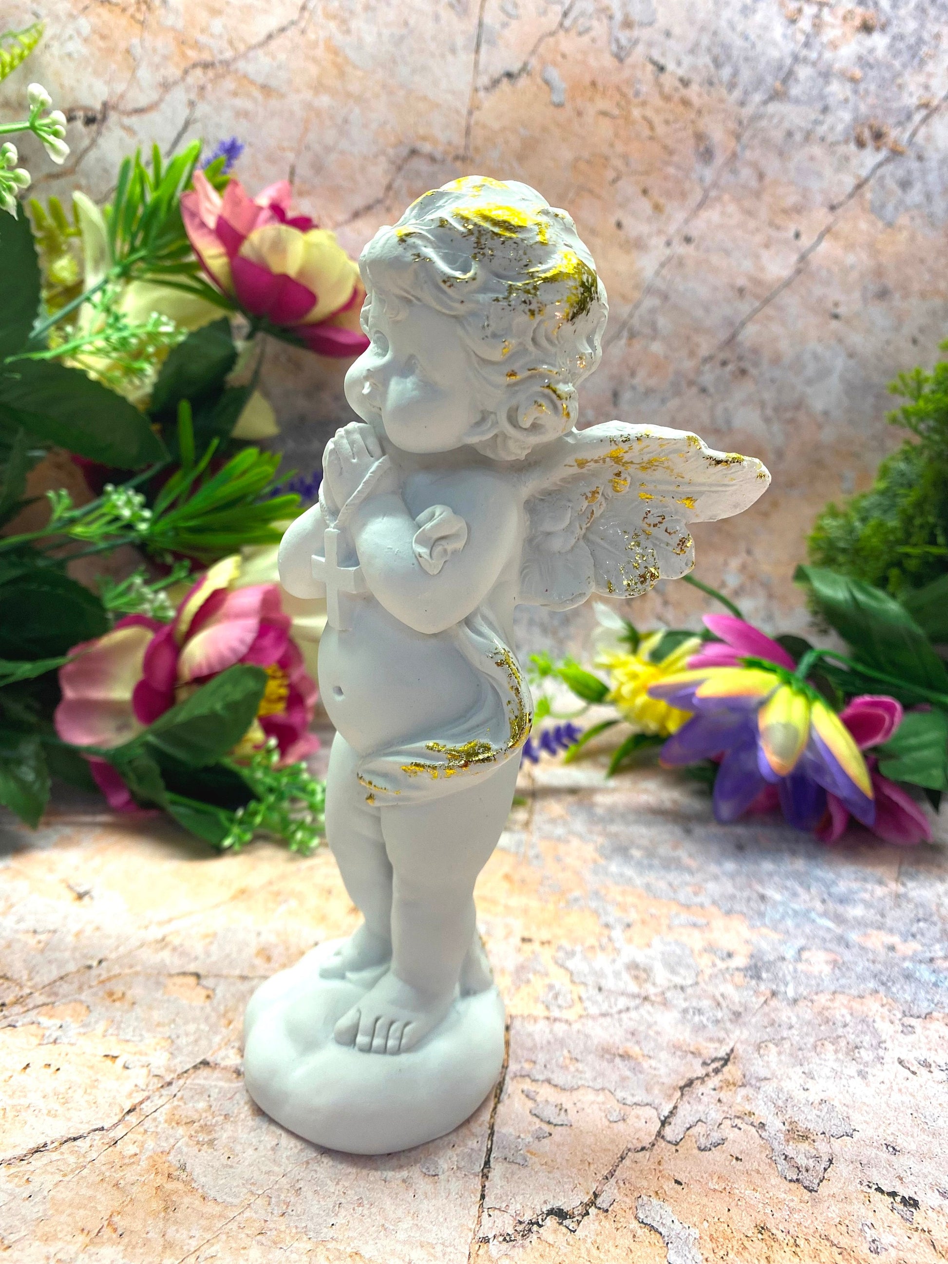 Guardian Angel Cherub Ornament | Resin Sculpture | Divine Home Decor | Ethereal Presence | Spiritual Accent Piece | 17x8 cm |-Osiris Craftworks