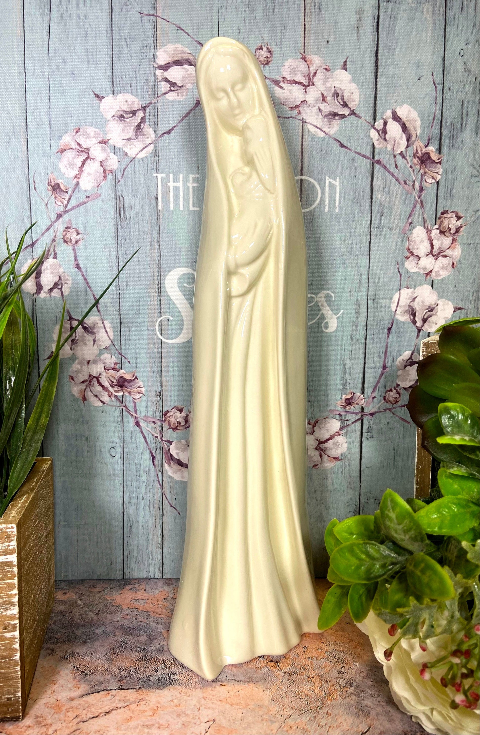 Exquisite 30cm Porcelain Madonna and Child Statue | Elegant Religious Figure | Blessed Virgin Mary and Jesus Sculpture-Osiris Craftworks