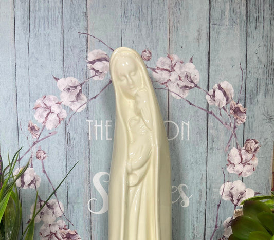 Exquisite 30cm Porcelain Madonna and Child Statue | Elegant Religious Figure | Blessed Virgin Mary and Jesus Sculpture-Osiris Craftworks