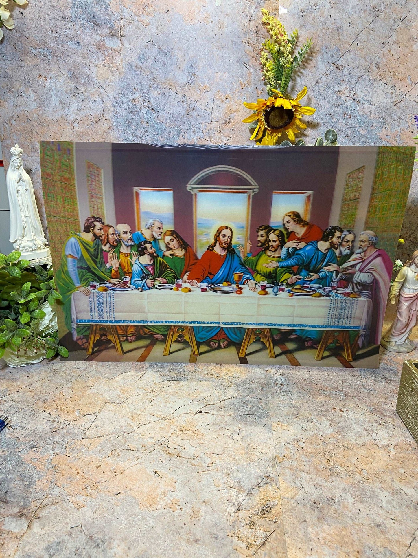 3D Holographic Last Supper Poster 60x40cm – Self-Adhesive, Lenticular Depth Effect – Religious Art Decor