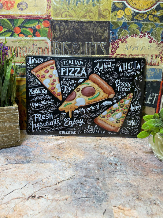 Gourmet Pizza Types Metal Sign - Vintage-Style Pizzeria Decor with Vibrant Slices & Names - 20x30cm-Osiris Craftworks