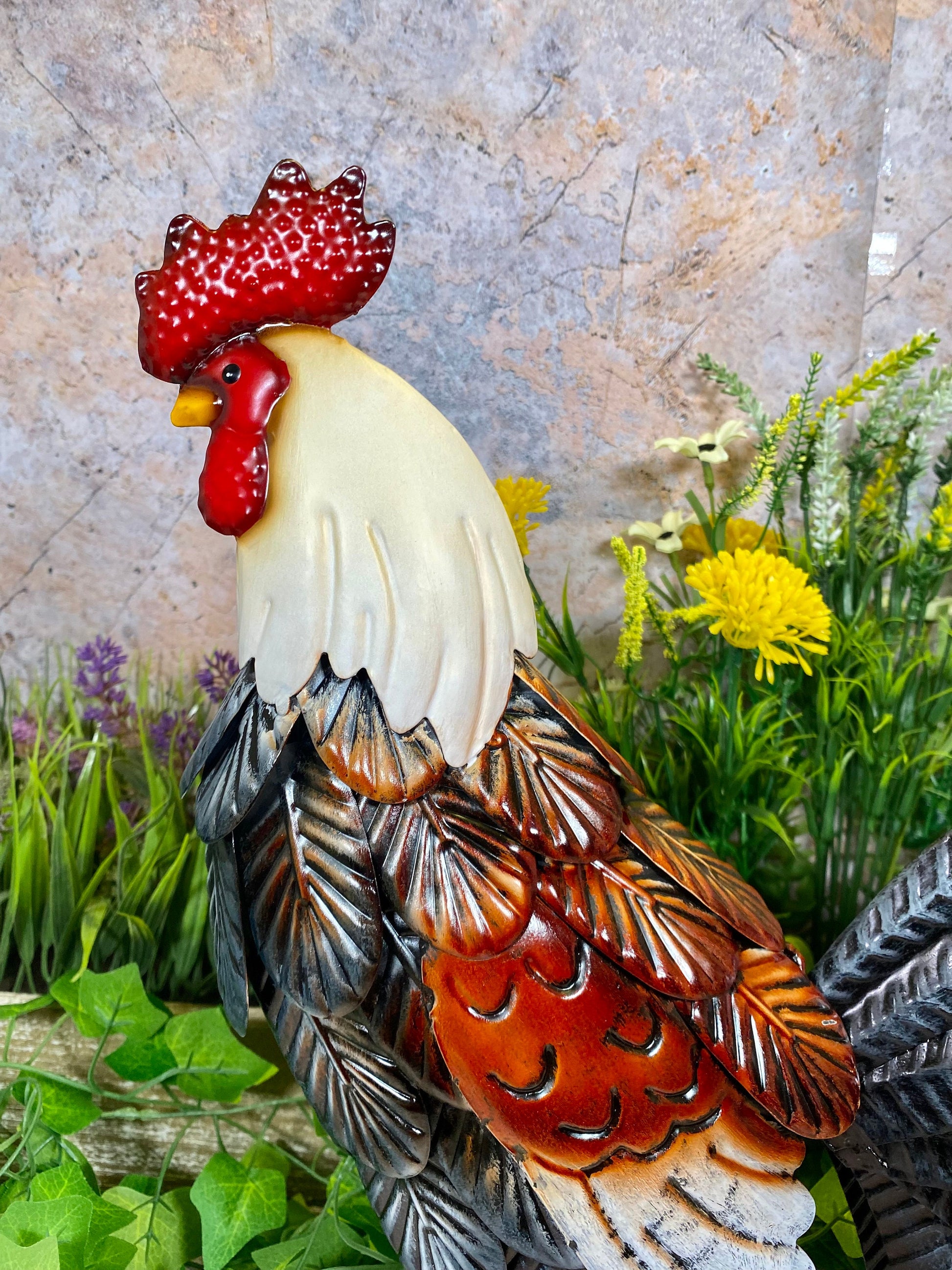 Handmade Colourful Metal Cockerel - Vibrant Garden Decor - Unique Country House Rooster Art Sculpture - Chicken Themed Gift-Osiris Craftworks