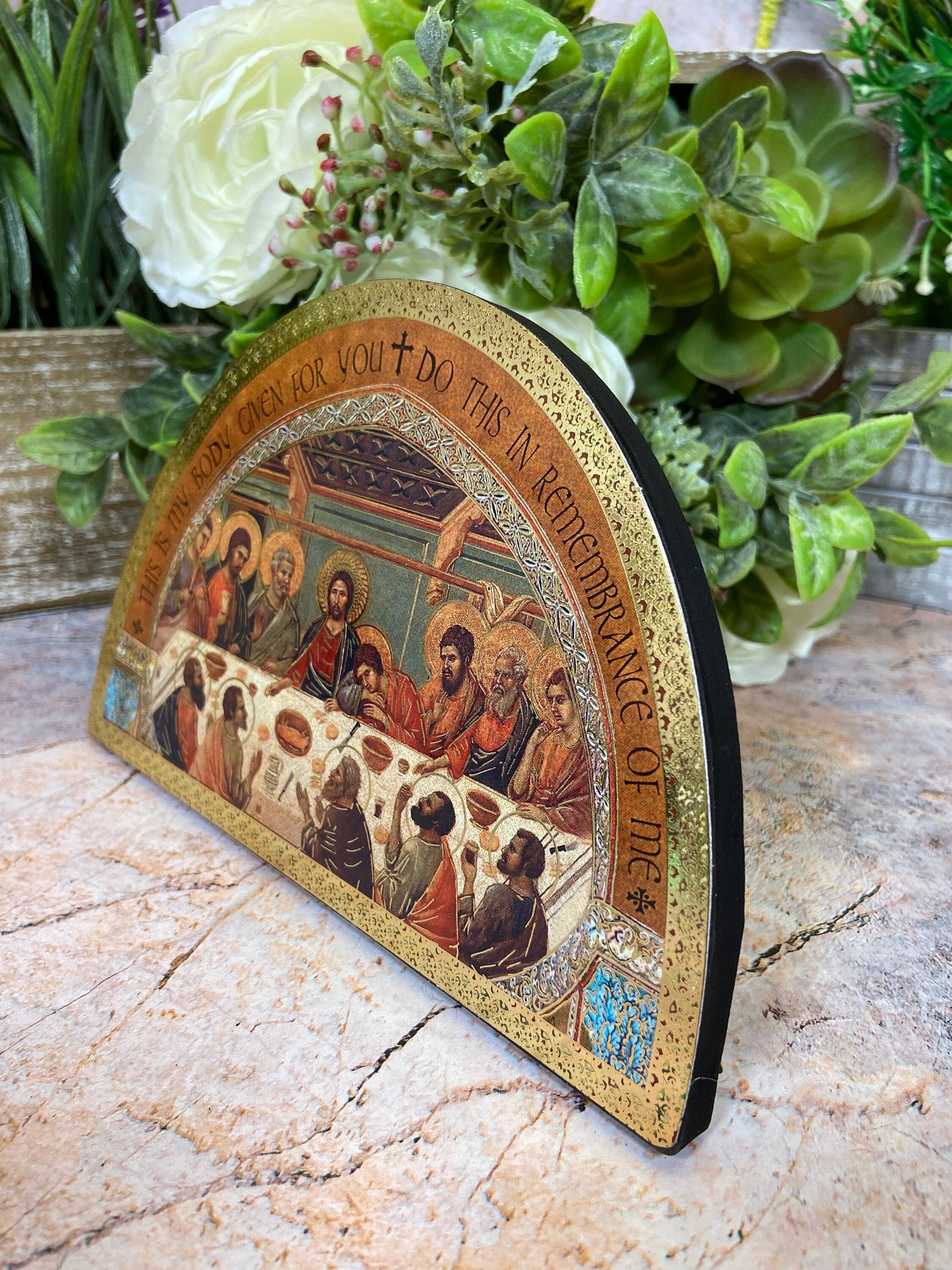 Handcrafted Wooden Plaque of The Last Supper Icon: Inspirational Religious Art for Home Decor and Gifts-Osiris Craftworks