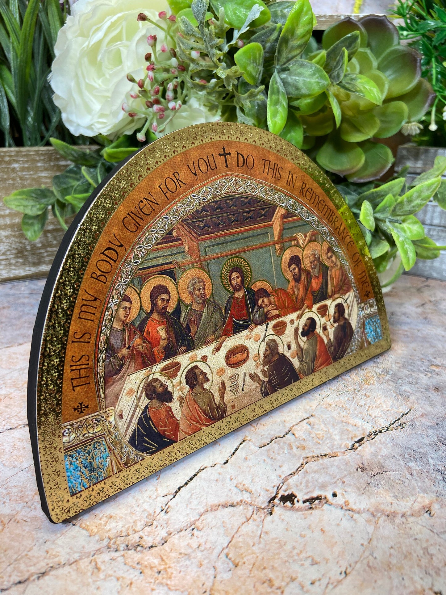 Handcrafted Wooden Plaque of The Last Supper Icon: Inspirational Religious Art for Home Decor and Gifts-Osiris Craftworks