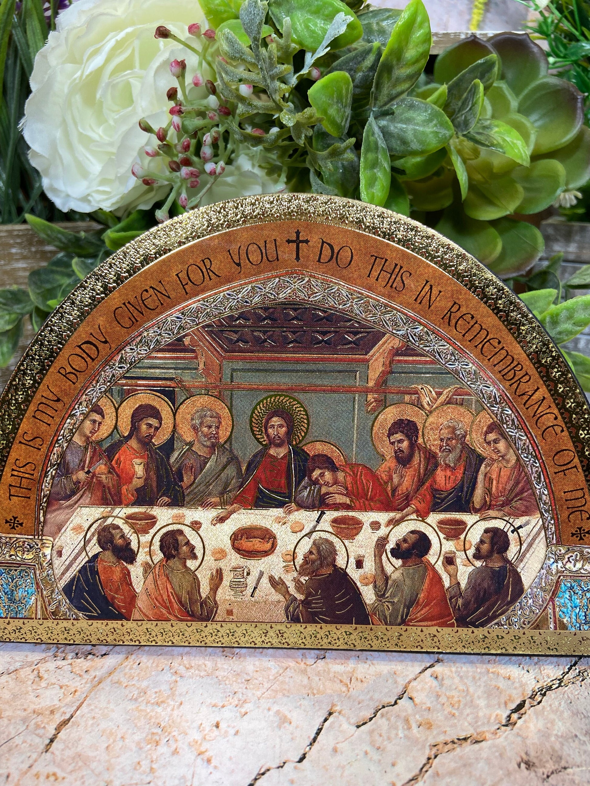 Handcrafted Wooden Plaque of The Last Supper Icon: Inspirational Religious Art for Home Decor and Gifts-Osiris Craftworks