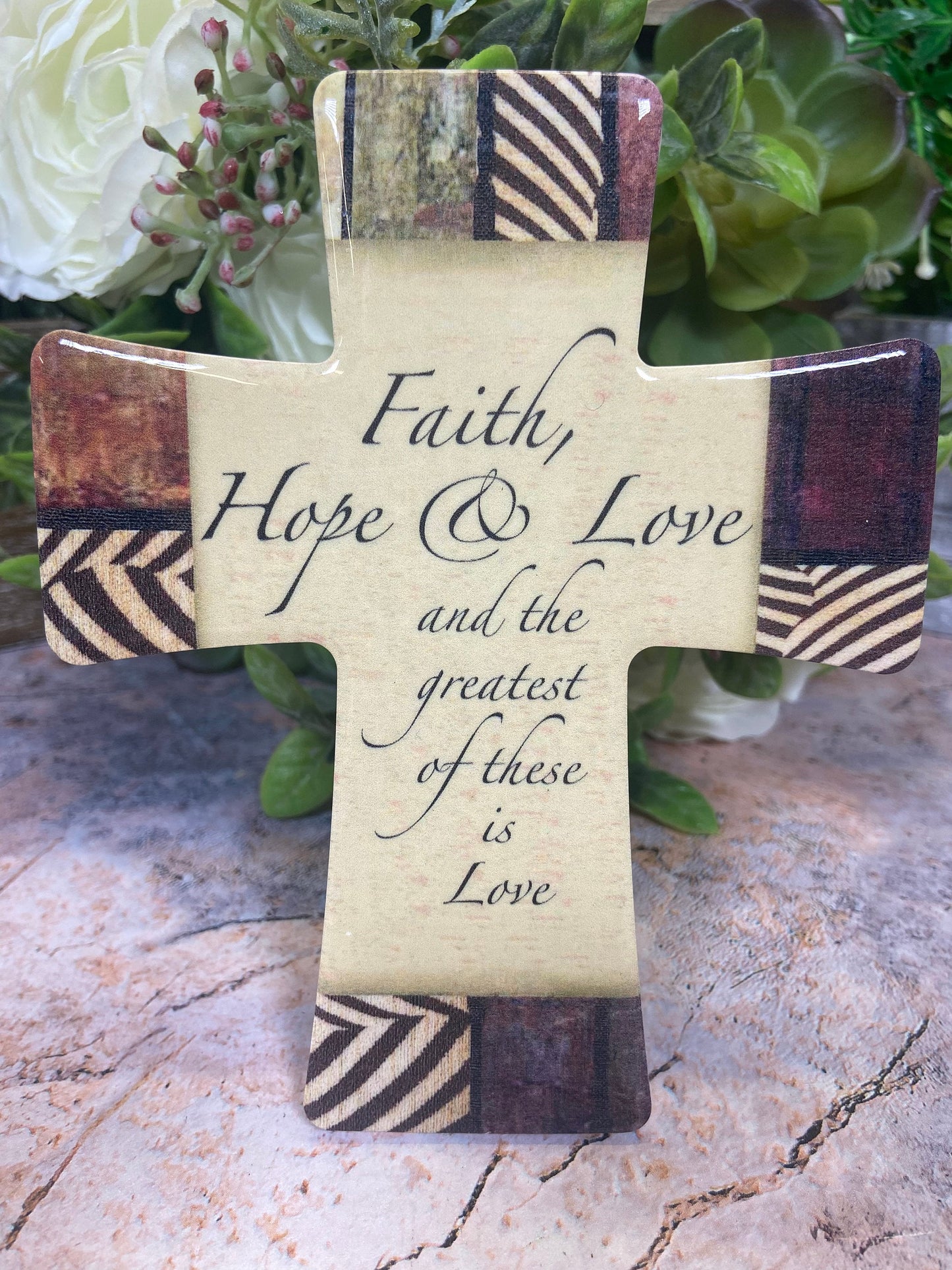 Porcelain Cross Faith, Hope, and Love Elegant Christian Decor Spiritual Keepsake Timeless or Religious Centerpiece 14.5 cm Tall-Osiris Craftworks