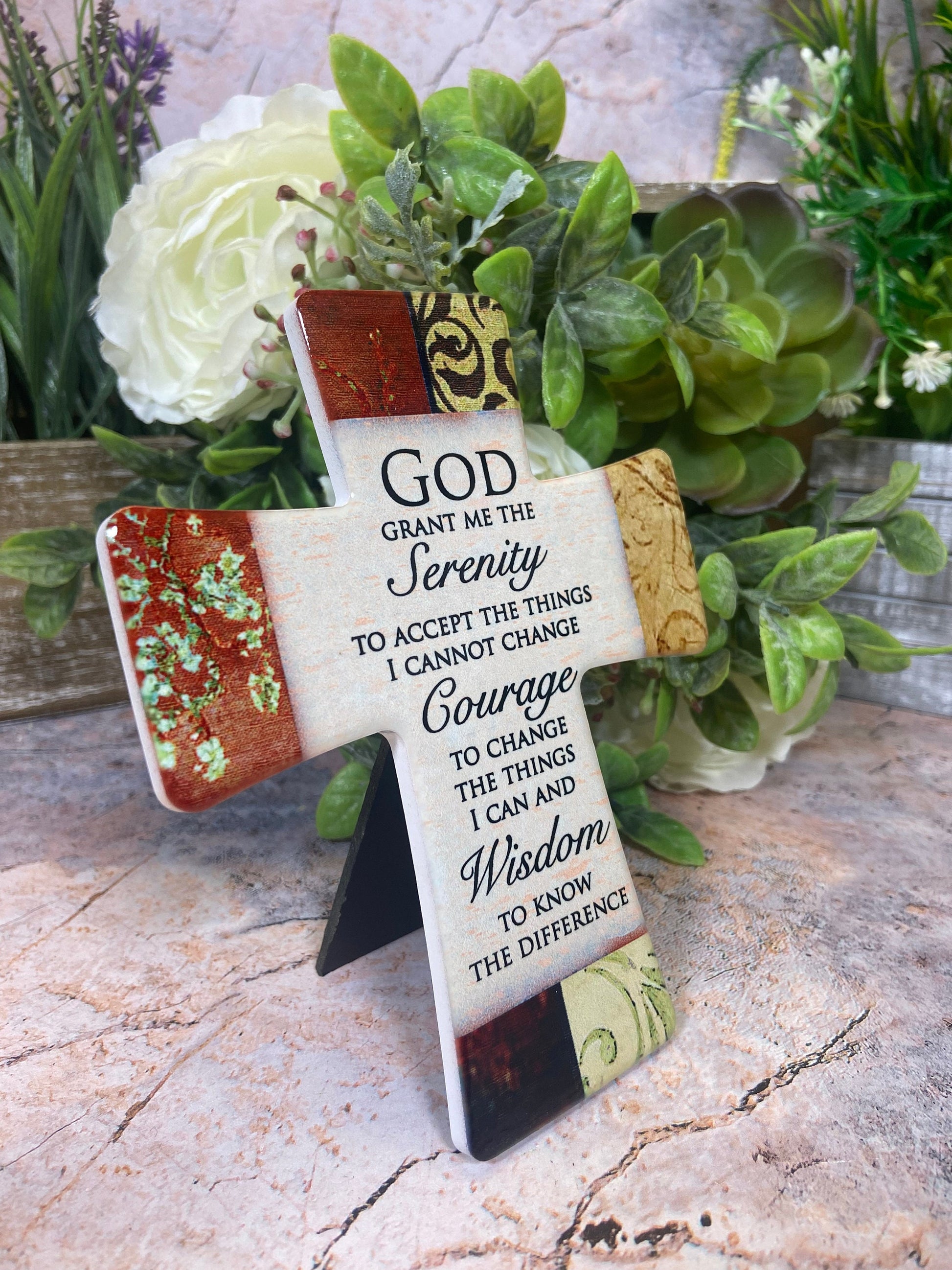 Porcelain Cross God Serenity Prayer Timeless Christian Decor Spiritual Keepsake Faithful Home Accent Inspirational Gift-Osiris Craftworks