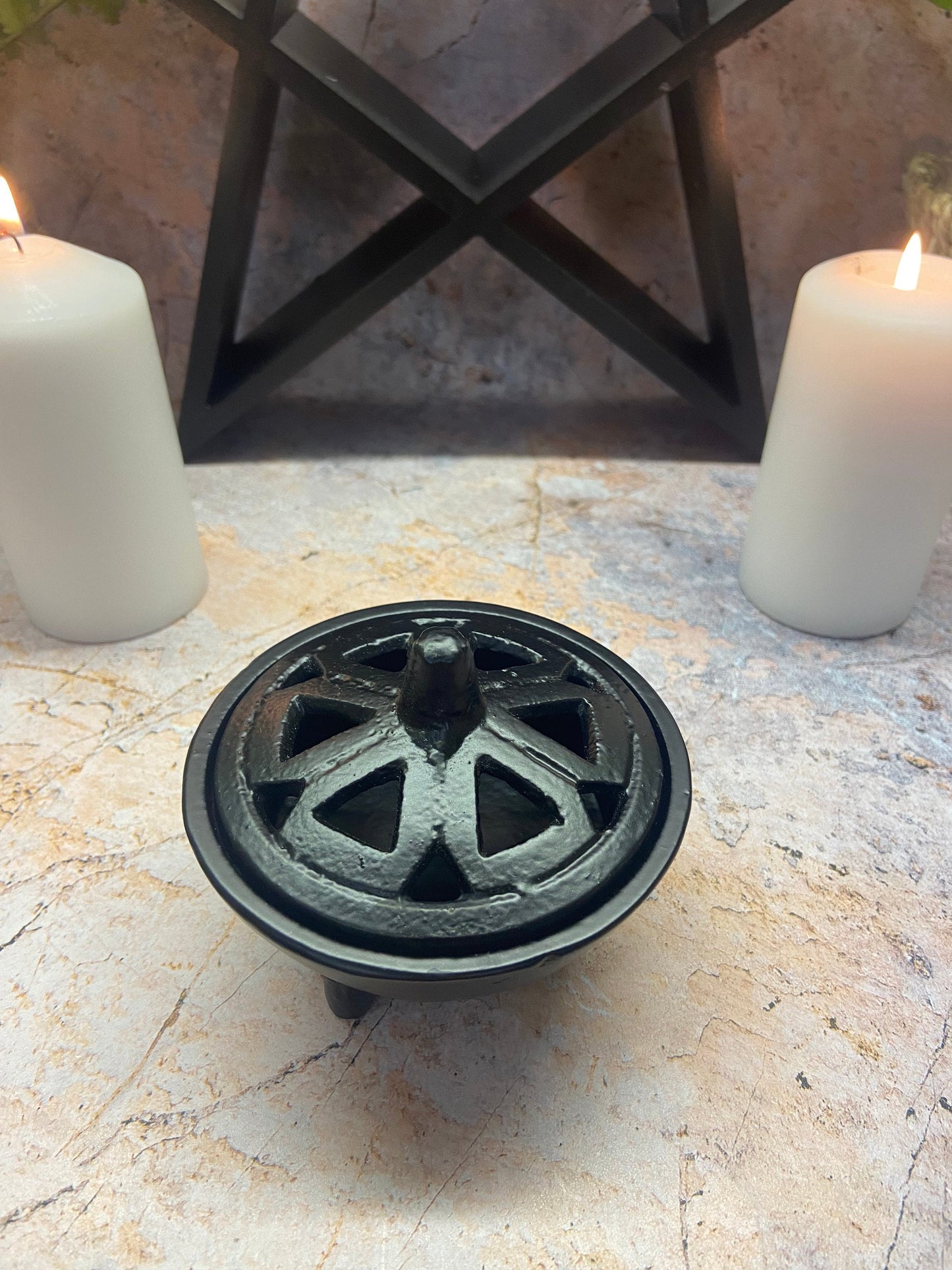 Cast Iron Incense Burner, Wiccan Altar Essential, Ritual Pagan Gift, Spiritual Tool, Mystical Aromatherapy Accessory-Osiris Craftworks