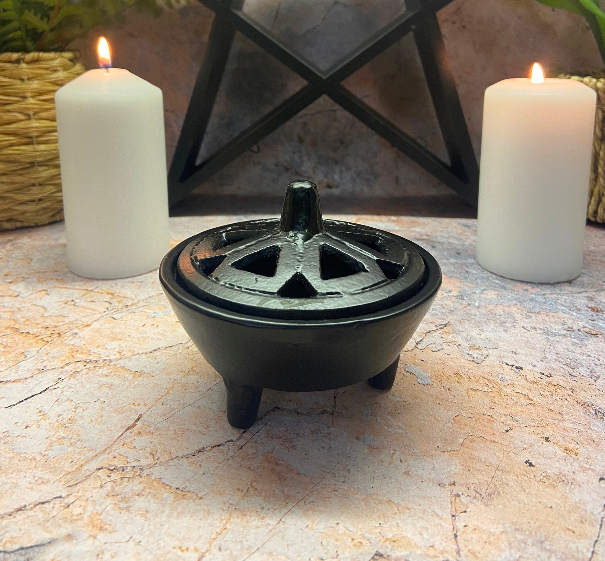 Cast Iron Incense Burner, Wiccan Altar Essential, Ritual Pagan Gift, Spiritual Tool, Mystical Aromatherapy Accessory-Osiris Craftworks