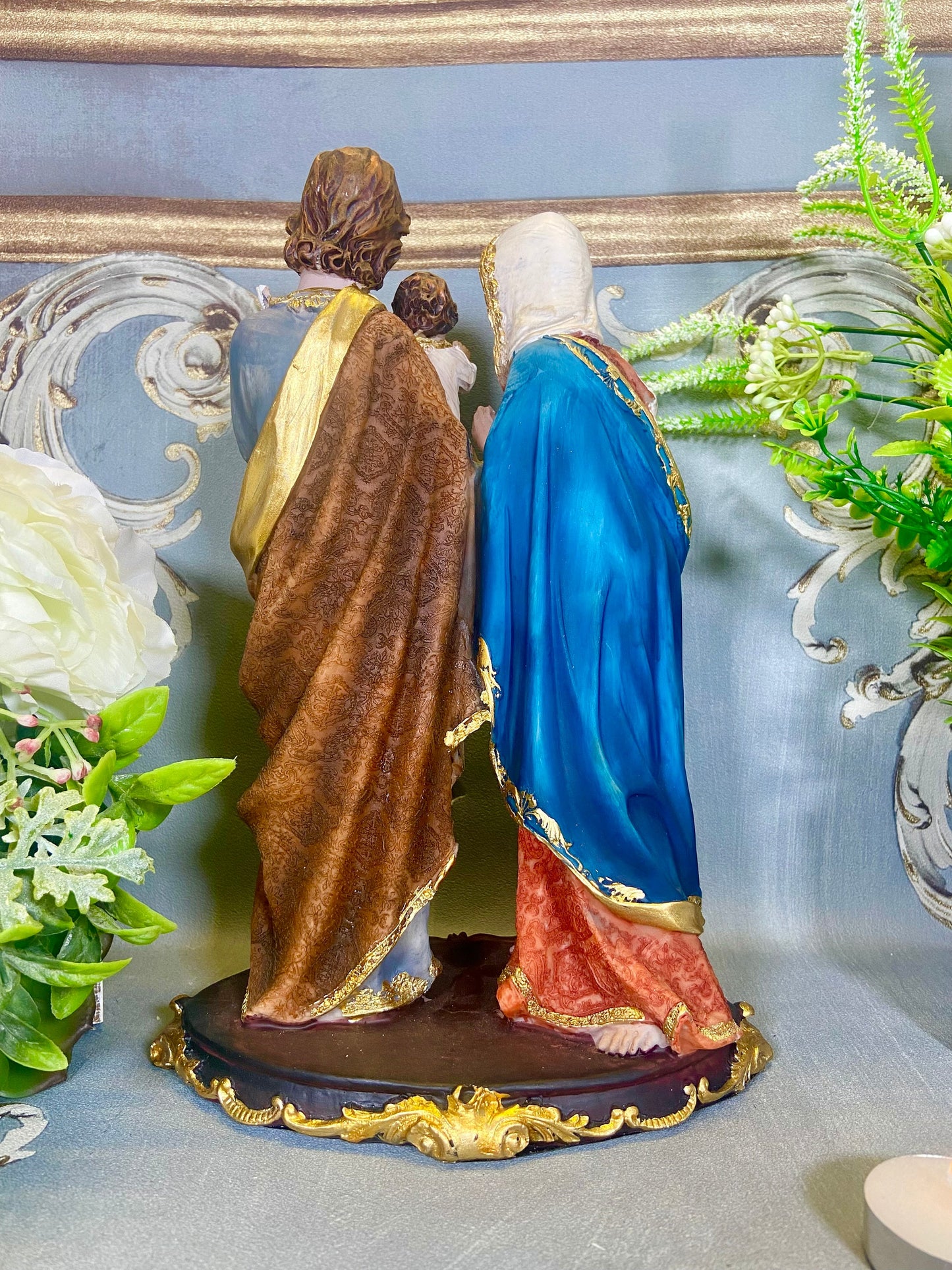 Exquisite Holy Family Sculpture: Revered Virgin Mary, Joseph and Jesus Statue for Spiritual Home-Osiris Craftworks