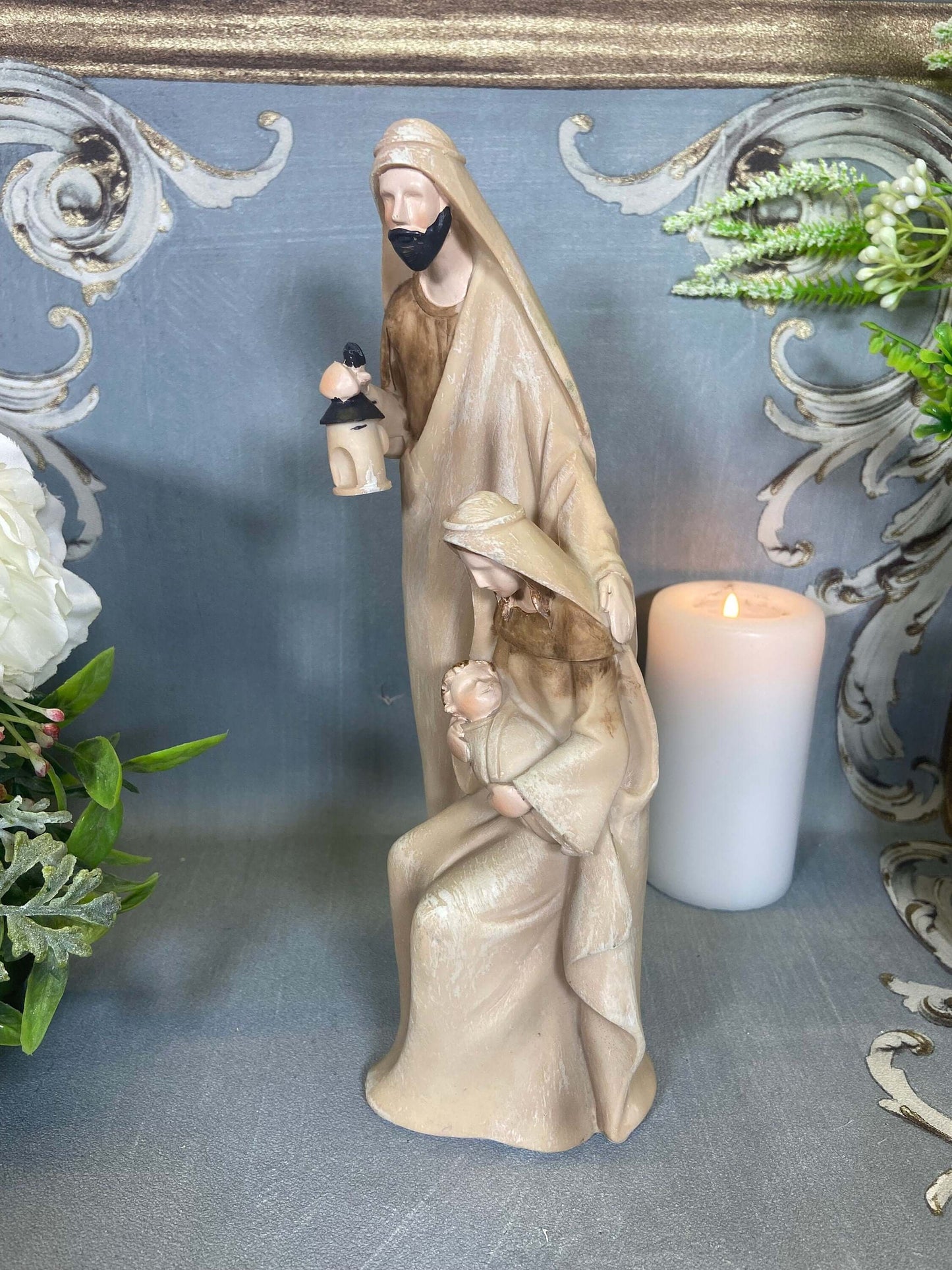 Holy Family Statue of the Virgin Mary with Joseph and Jesus Religious Nativity Ornament Figure Home Decoration-Osiris Craftworks