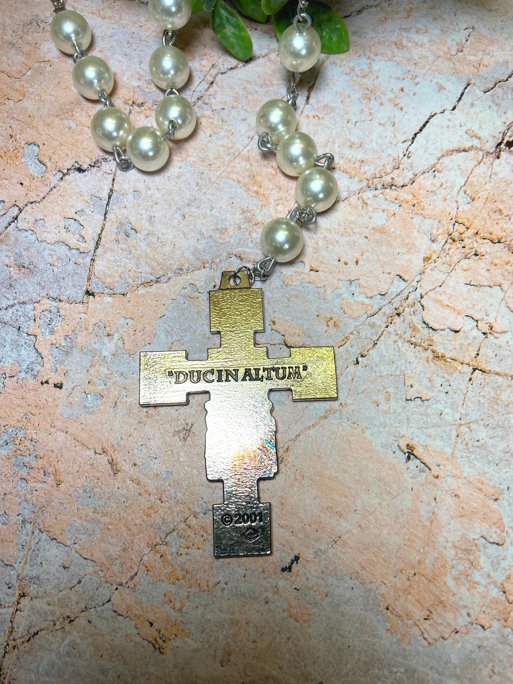 Pearl-Like Beads Rosary | Fatima Medal & Jesus Christ Cross | Spiritual Prayer Tool | Catholic Devotional | Religious Gift |96cm Long-Osiris Craftworks