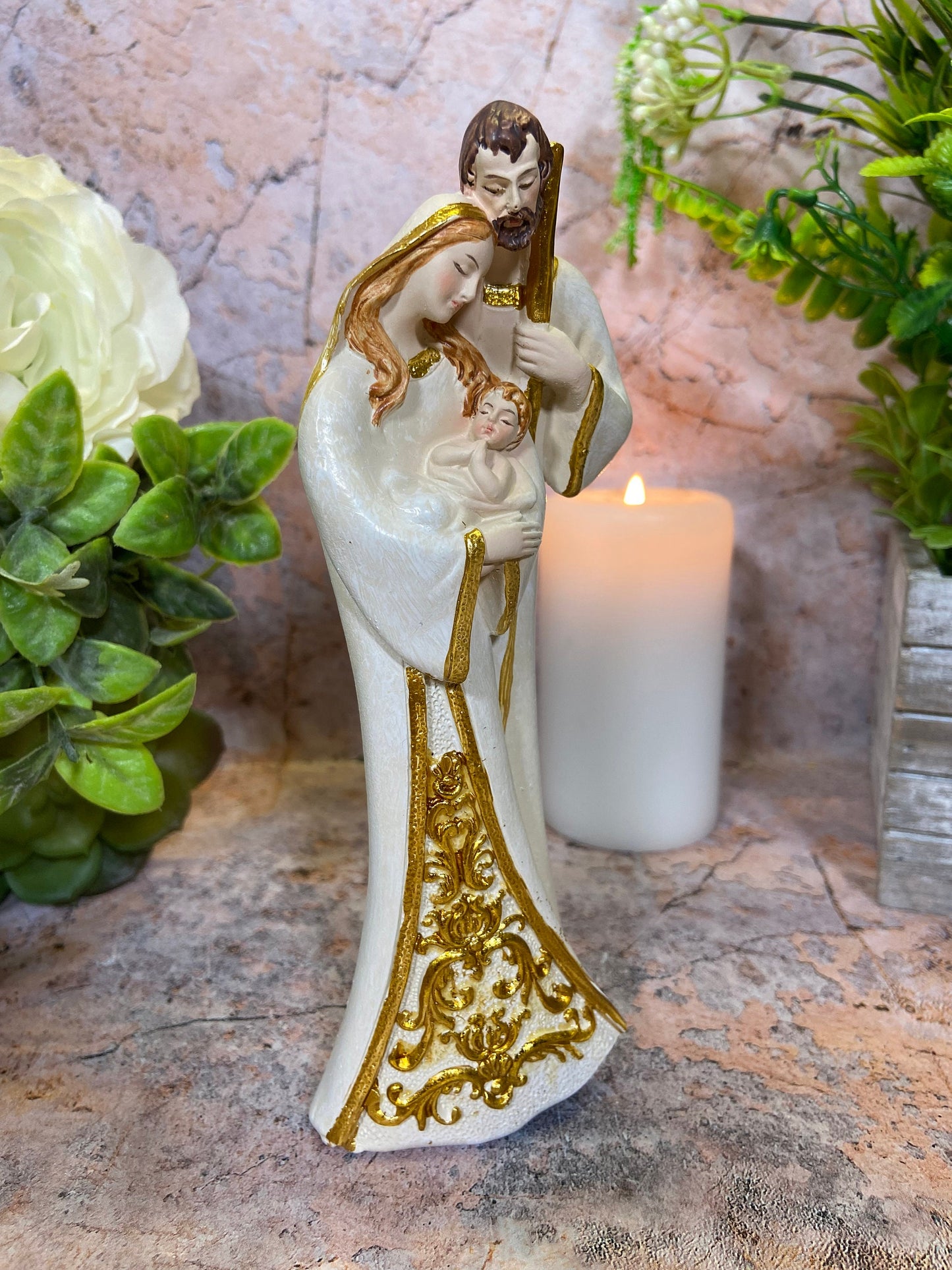 Holy Family Nativity Ornament | 18cm Tall | Resin Crafted | Christmas Decor | Spiritual Keepsake | Jesus, Mary, Joseph Figurine-Osiris Craftworks