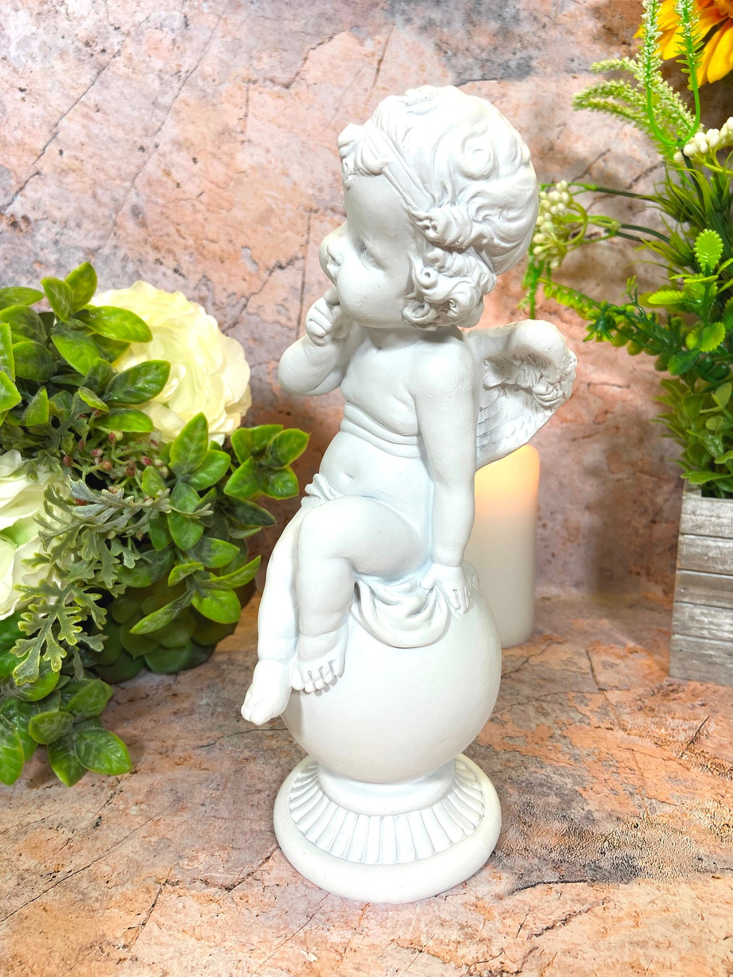 Guardian Angel Cherub Ornament | Resin Crafted | Divine Protector | Spiritual Home Decor | Angelic Presence Figurine | 23x9 cm-Osiris Craftworks