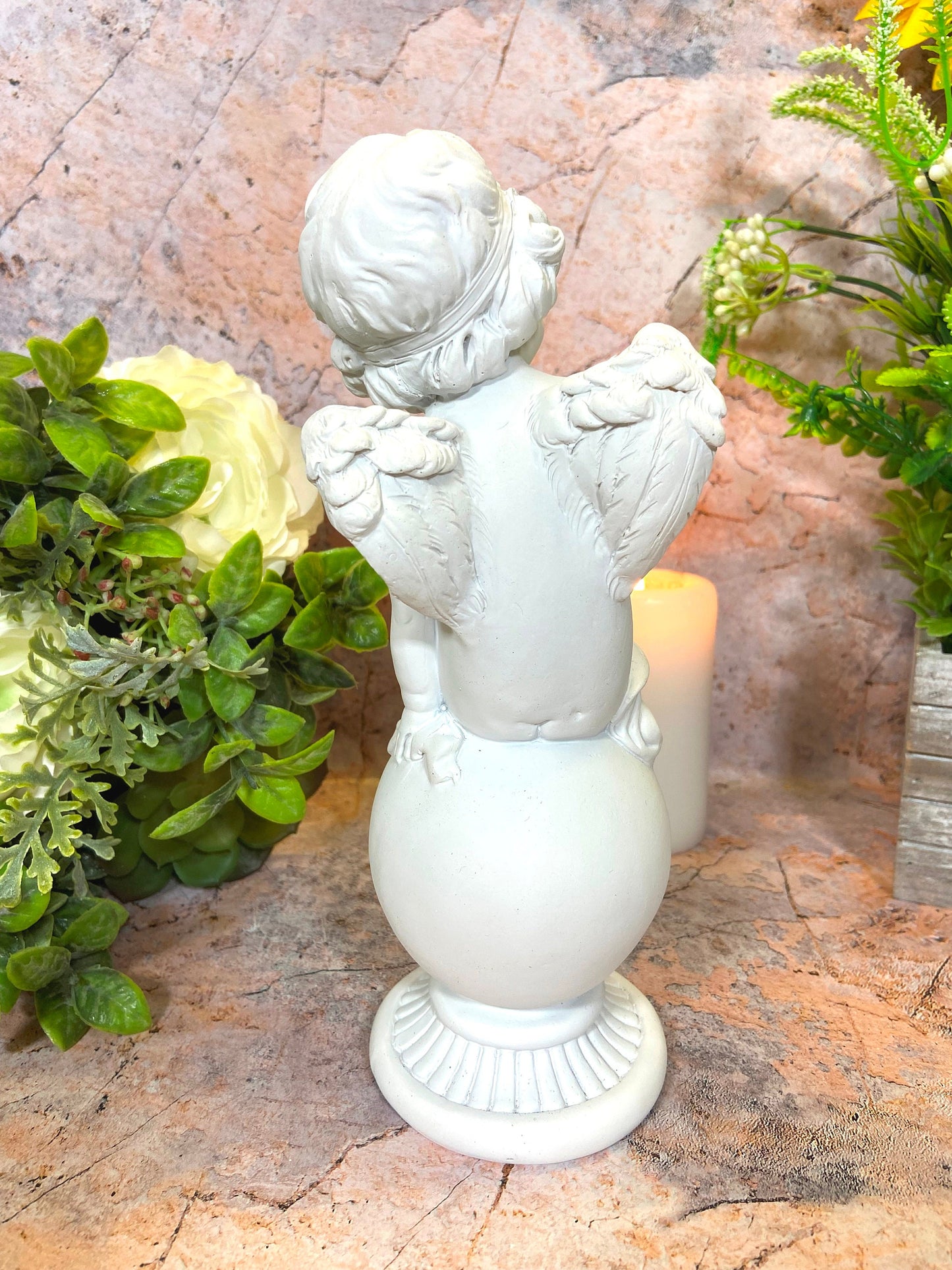 Guardian Angel Cherub Ornament | Resin Crafted | Divine Protector | Spiritual Home Decor | Angelic Presence Figurine | 23x9 cm-Osiris Craftworks