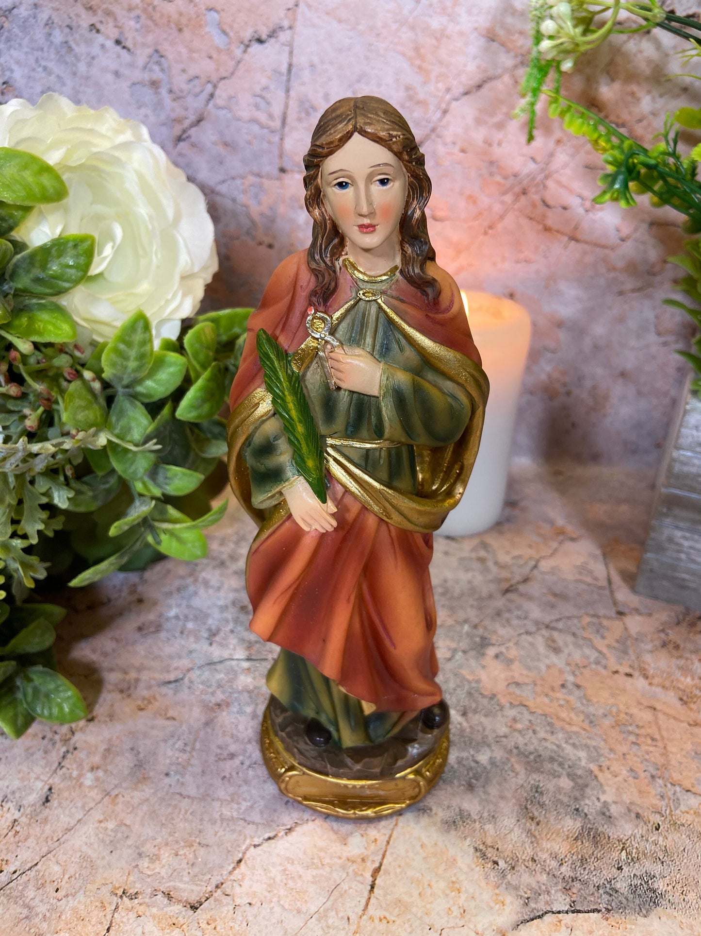 Saint Agatha Statue | 20x7 cm | Resin Crafted | Patroness of Breast Cancer Patients | Spiritual Decor | Sacred Feminine Protector Figurine-Osiris Craftworks