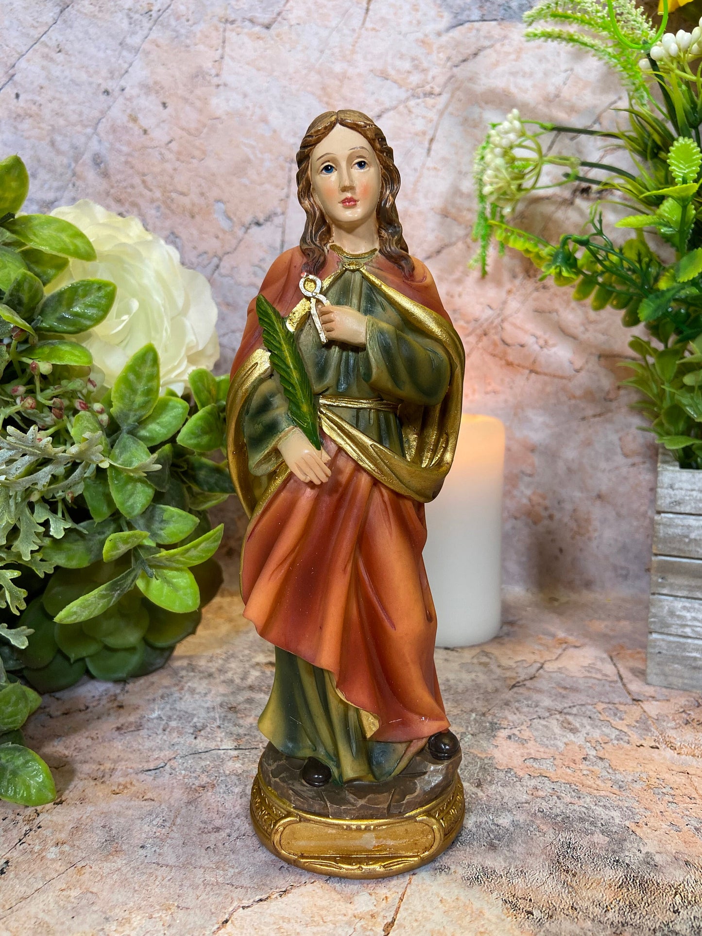 Saint Agatha Statue | 20x7 cm | Resin Crafted | Patroness of Breast Cancer Patients | Spiritual Decor | Sacred Feminine Protector Figurine-Osiris Craftworks