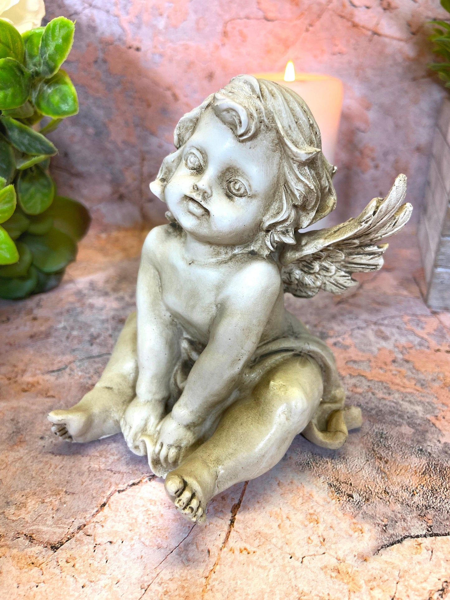 Guardian Angel Grave Cherub | 12x10 cm | Resin Memorial Ornament | Protective Angel | Cemetery Tribute | Spiritual Comfort Keepsake-Osiris Craftworks