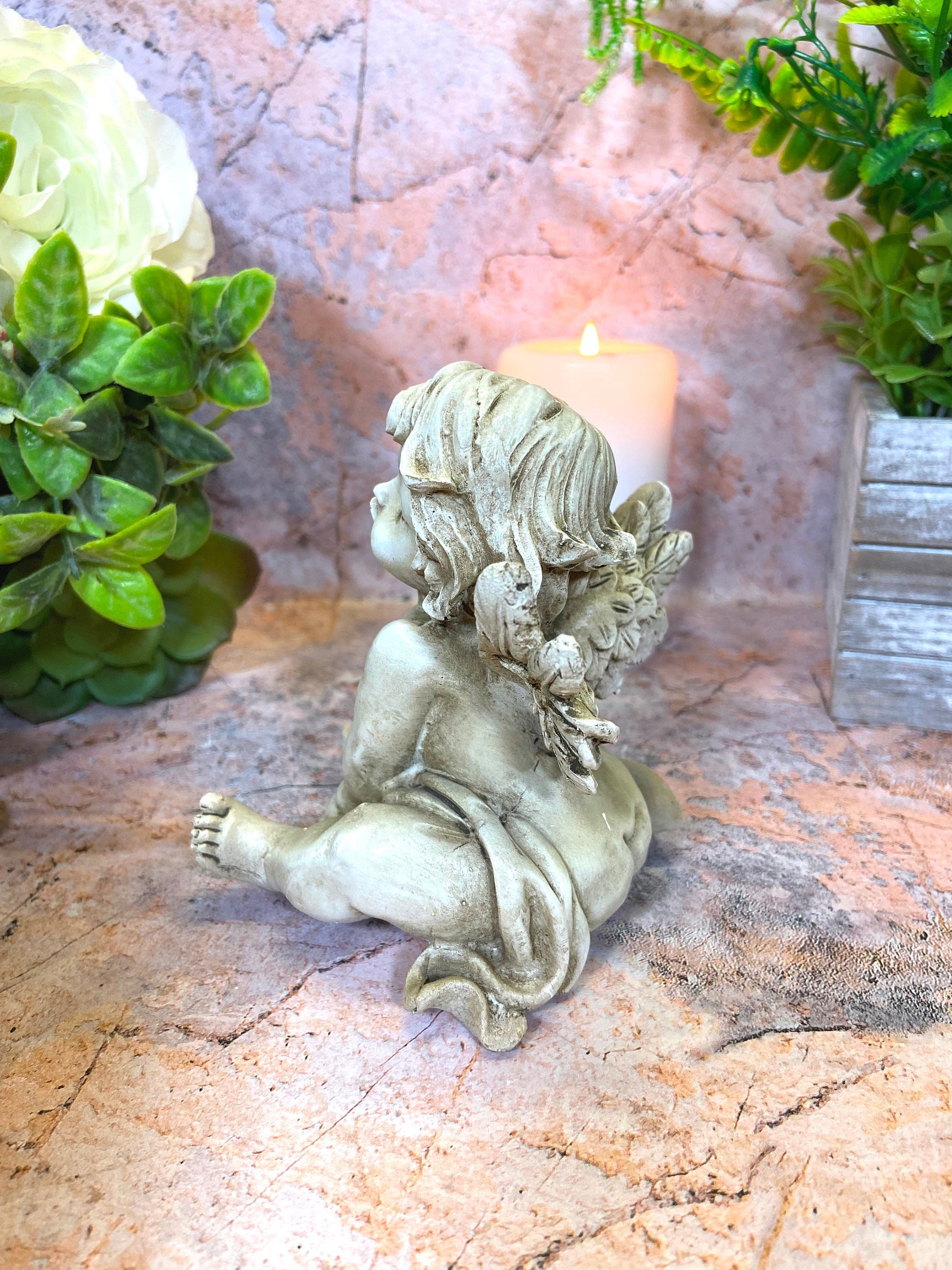 Guardian Angel Grave Cherub | 12x10 cm | Resin Memorial Ornament | Protective Angel | Cemetery Tribute | Spiritual Comfort Keepsake-Osiris Craftworks