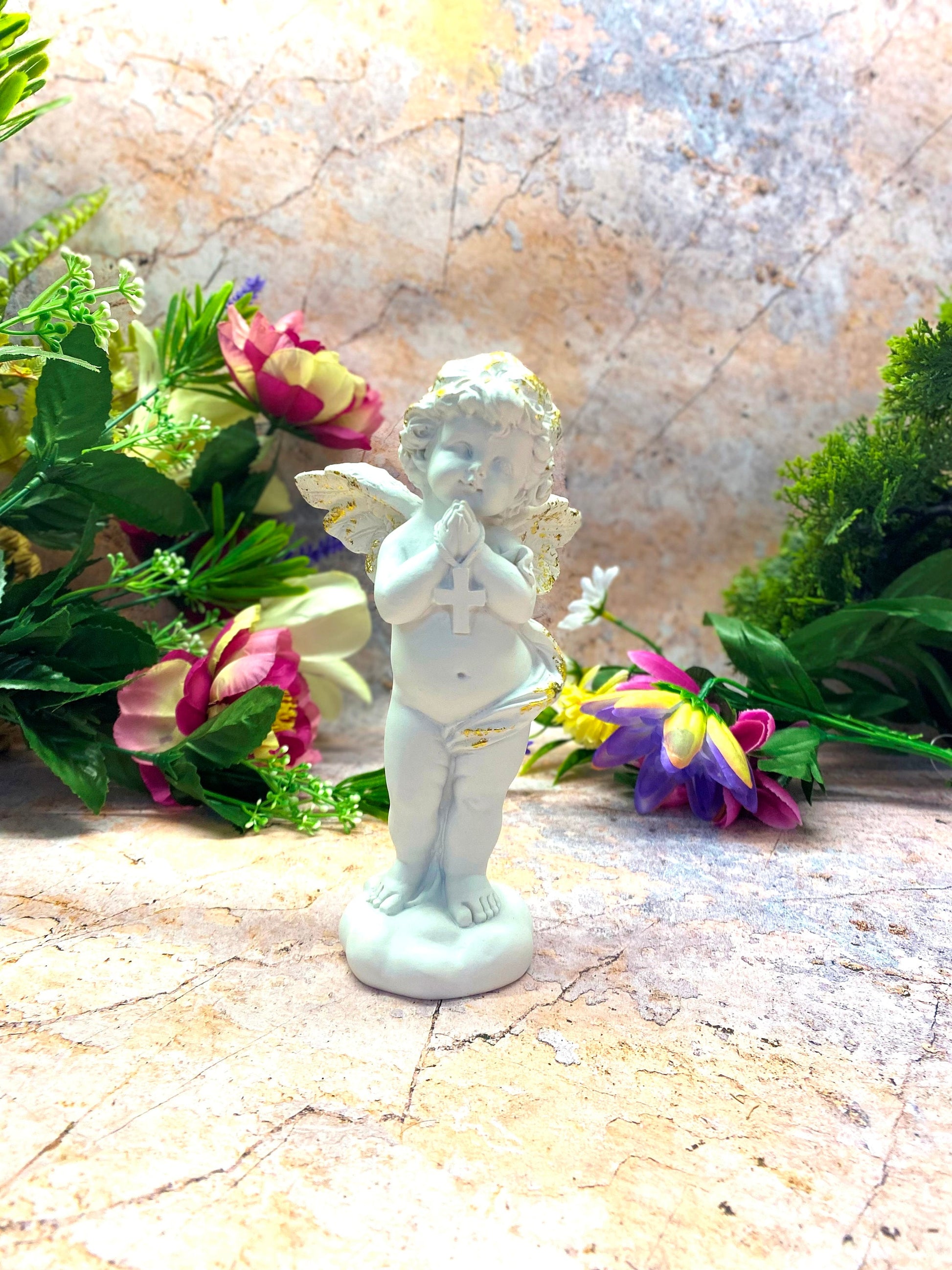 Guardian Angel Cherub Ornament | Resin Sculpture | Divine Home Decor | Ethereal Presence | Spiritual Accent Piece | 17x8 cm |-Osiris Craftworks