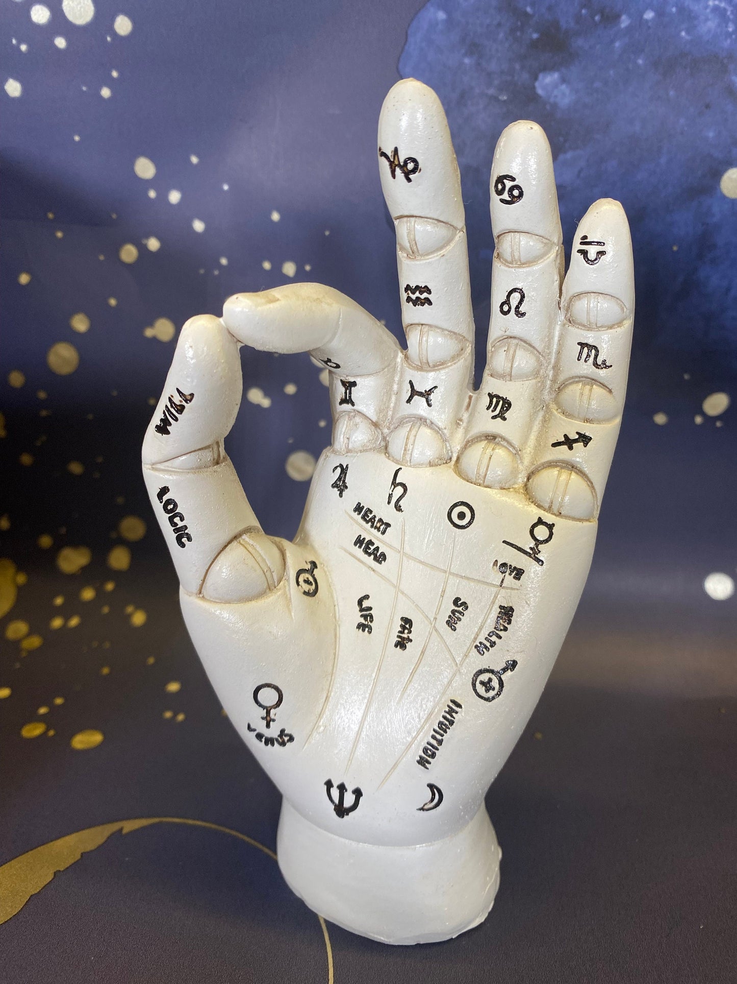 Resin Palmistry Hand | Chiromancy Decor 16 cm | Palm Reading Guide | Mystical Home Décor | Spiritual Gift