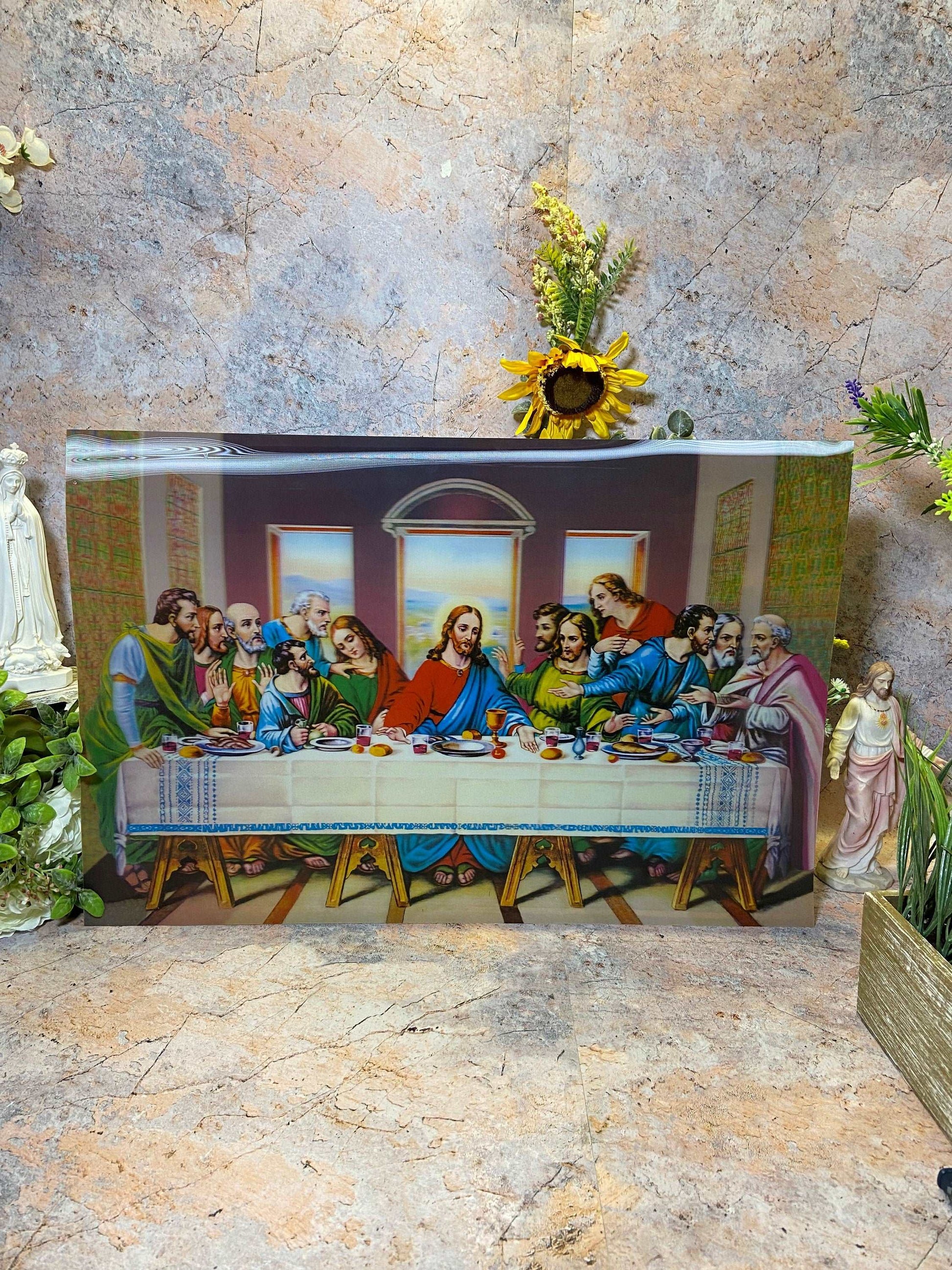 3D Holographic Last Supper Poster 60x40cm – Self-Adhesive, Lenticular Depth Effect – Religious Art Decor