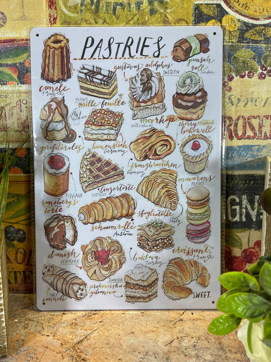 Metal Sign Global Pastries Artwork - Vintage Style Kitchen & Cafe Decor 20x30cm-Osiris Craftworks