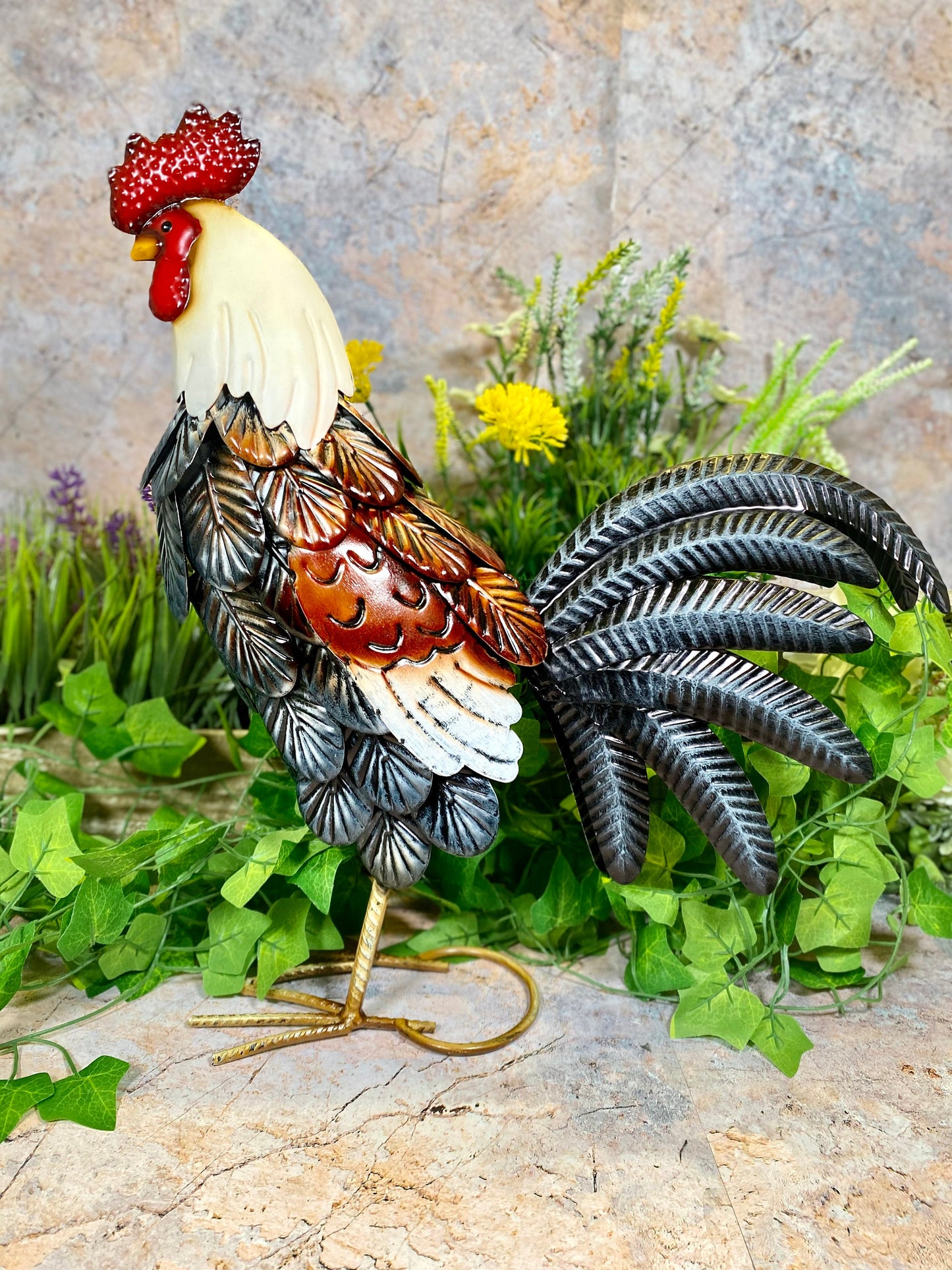 Handmade Colourful Metal Cockerel - Vibrant Garden Decor - Unique Country House Rooster Art Sculpture - Chicken Themed Gift-Osiris Craftworks