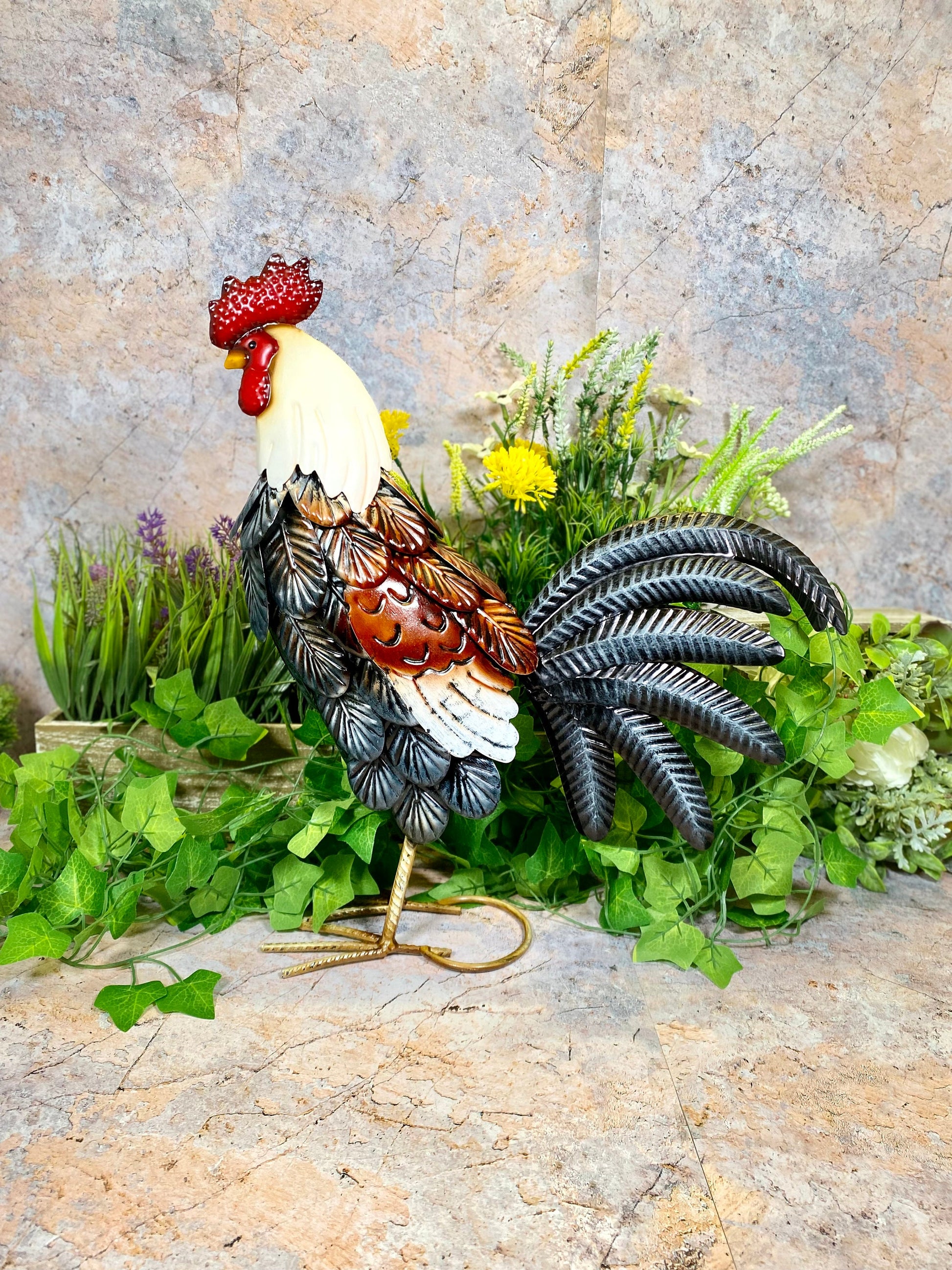 Handmade Colourful Metal Cockerel - Vibrant Garden Decor - Unique Country House Rooster Art Sculpture - Chicken Themed Gift-Osiris Craftworks